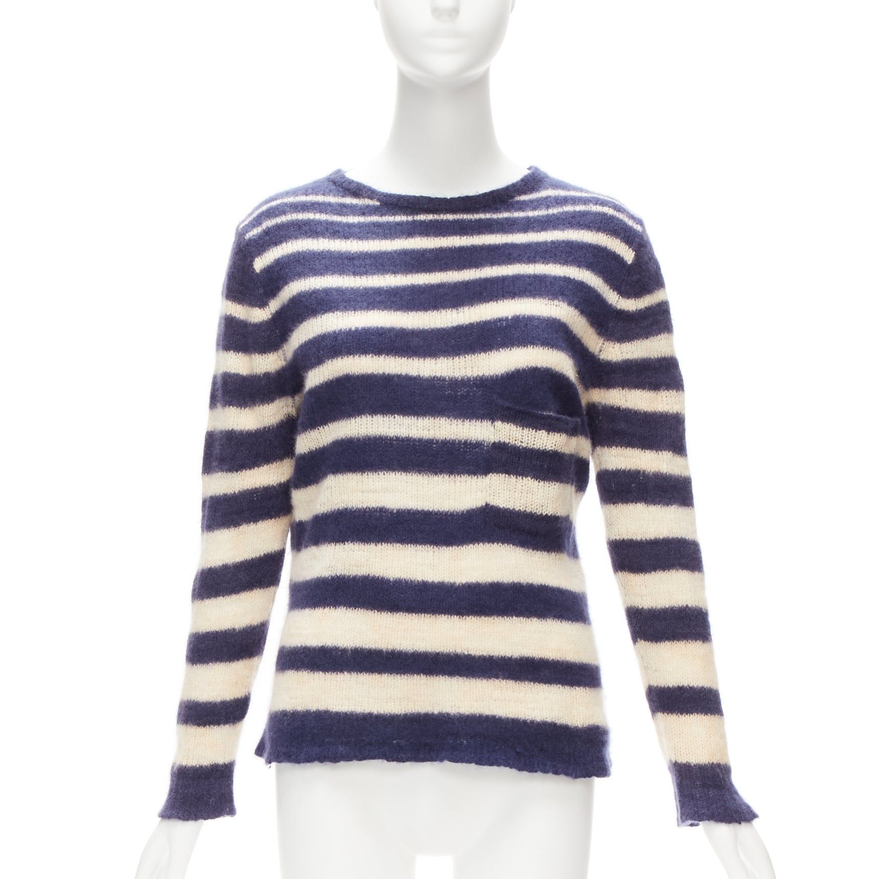 The Elder Statesman THE ELDER STATESMAN 100% cashmere navy cream nautical stripes sweater S Size S / US 4 / IT 40 - 1 Thumbnail