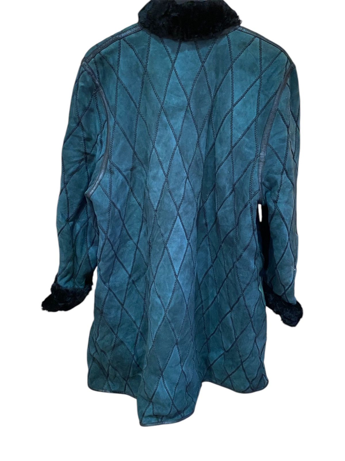Leather Shearling Coat Warm Snow Quilted Suede Leather Fur Lining Size M / US 6-8 / IT 42-44 - 2 Thumbnail