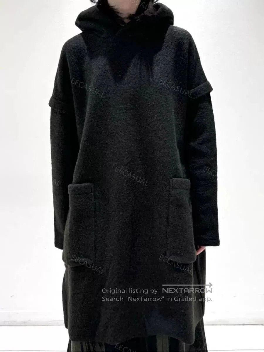 Y's Yohji Yamamoto Black Wool Hoodie Coat. Size XS / US 0-2 / IT 36-38 - 2 Thumbnail