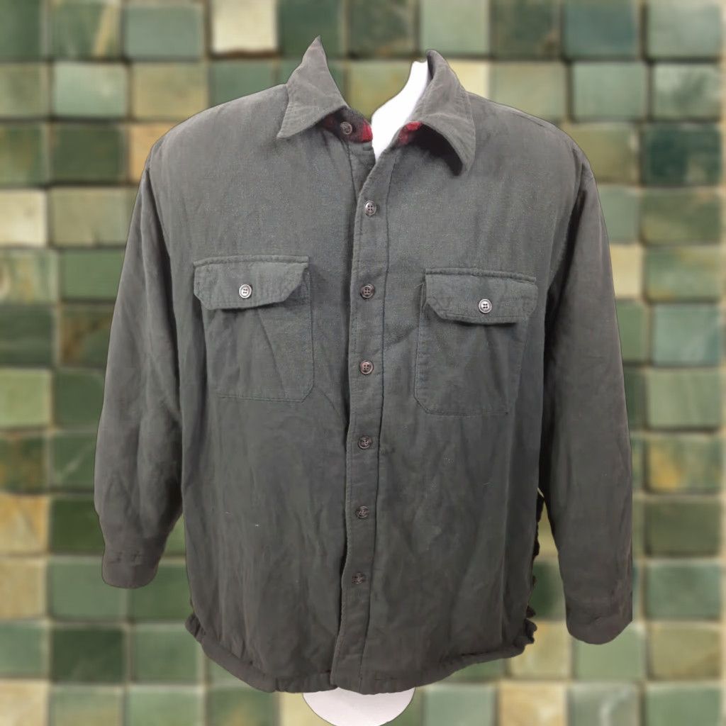 Vintage VINTAGE canyon Creek Mens Insulated fleece lined flannel jacket coat Large Green plaid Button Front overcoat Shirt Jacket Size US L / EU 52-54 / 3 - 1 Thumbnail