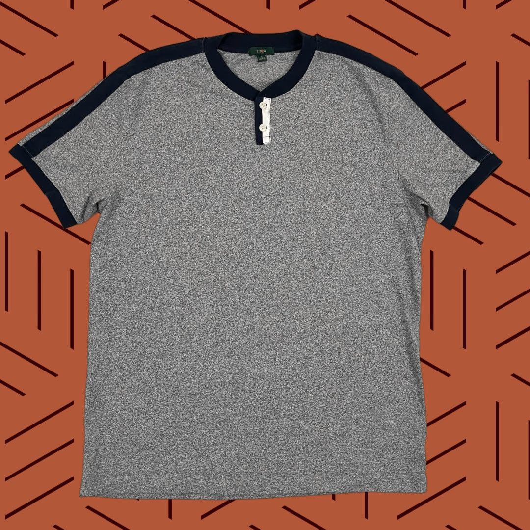J.Crew J. Crew Oarsman Shirt Mens L Gray Blue Contrast Henley Short Sleeve Casual Prep Shirt Size US L / EU 52-54 / 3 - 1 Thumbnail