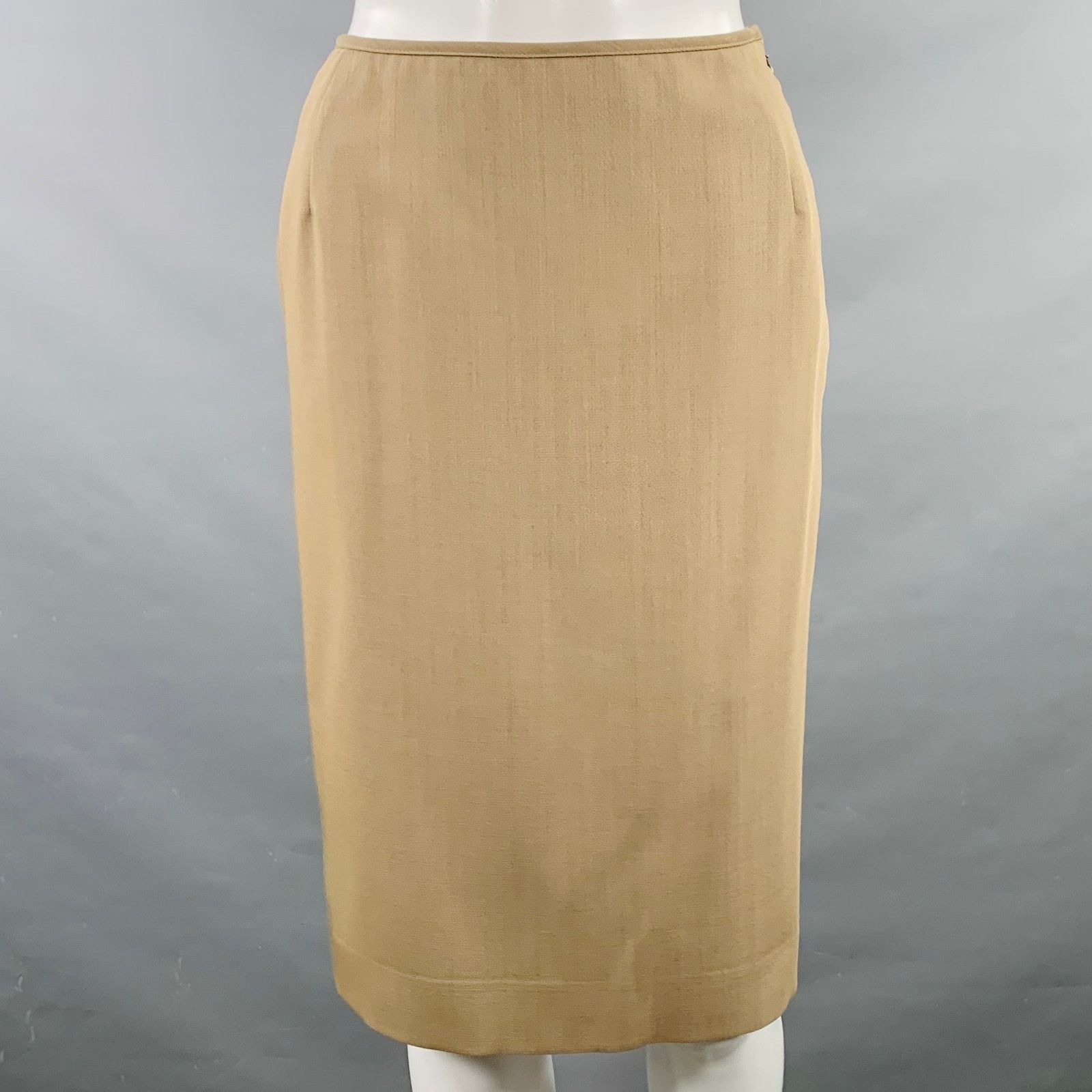 Jean Paul Gaultier JEAN PAUL GAULTIER 6 Beige Wool Single Breasted Skirt Suit Size 28" / US 6 / IT 42 - 4 Thumbnail