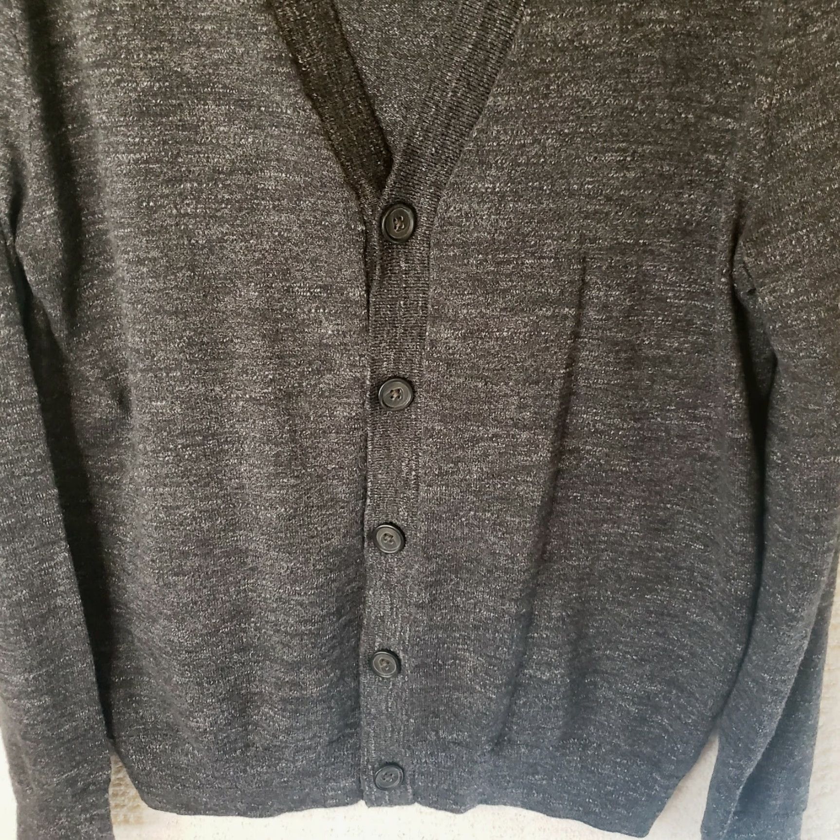 Banana Republic Banana Republic Men's Cardigan Sweater V-Neck L Charcoal Gray Cotton Pockets Knit Size US L / EU 52-54 / 3 - 3 Thumbnail