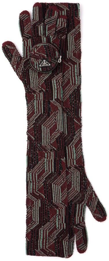 Prada Prada Super Fine Wool Jacquard Gloves Size ONE SIZE - 1 Thumbnail