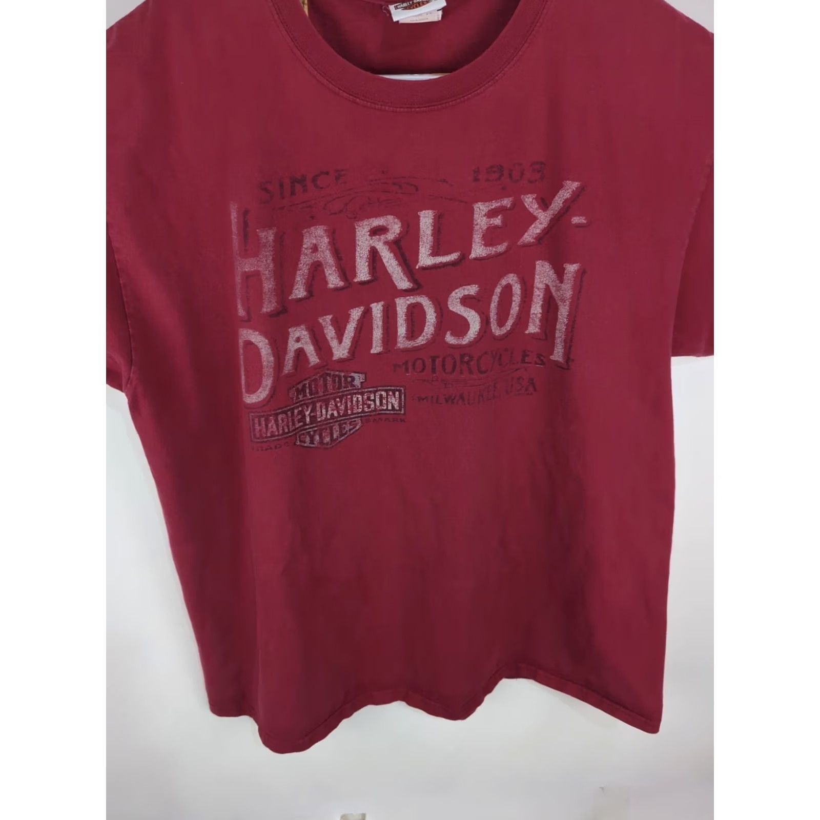 Harley Davidson Harley-Davidson Red Greenville North Carolina T-Shirt XL Thunder Motorcycles Mens Size US XL / EU 56 / 4 - 7 Thumbnail