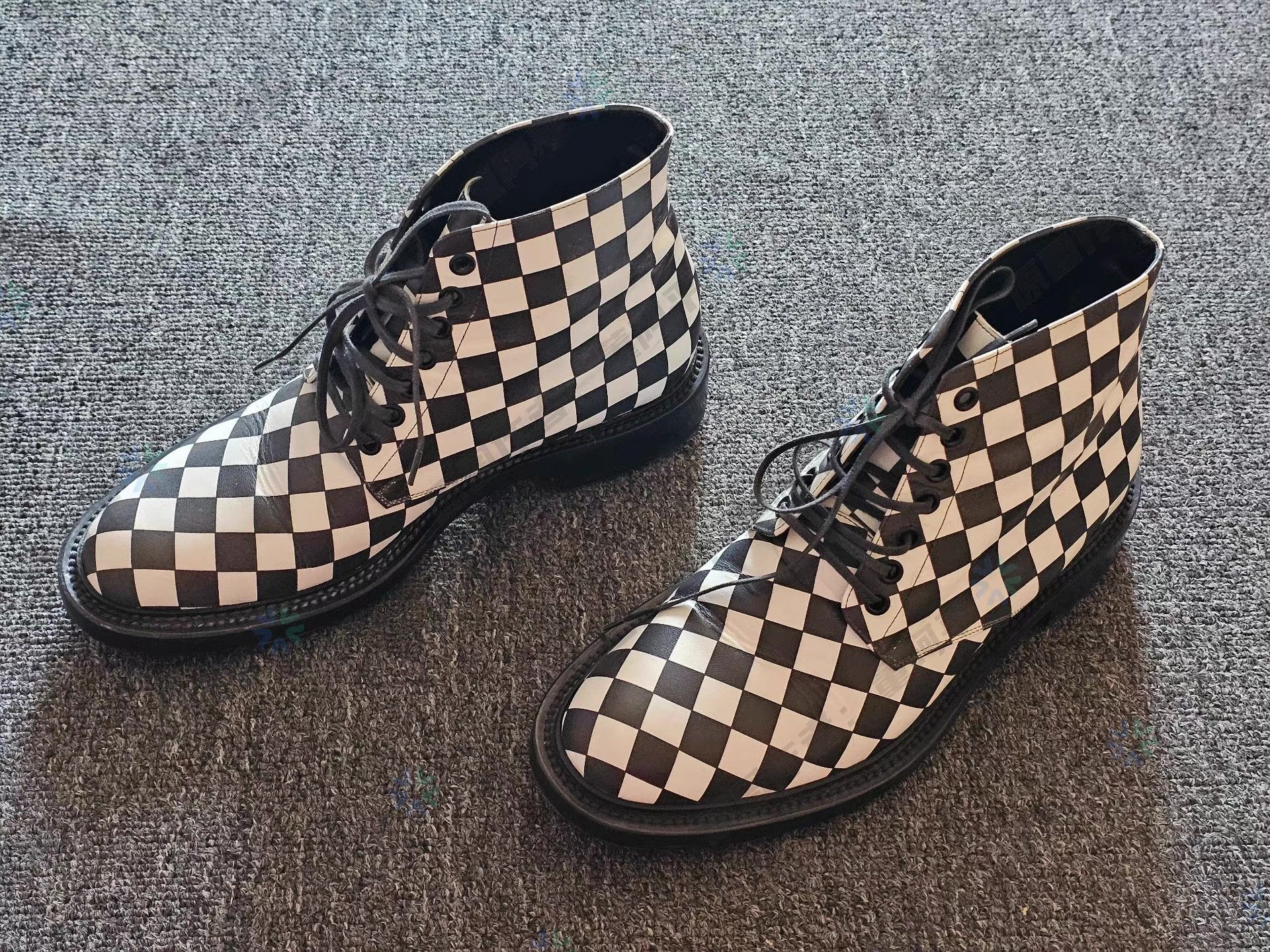 Saint Laurent Paris Saint Laurent Black and White Checkered Boots, Size US 7 / EU 40 - 2 Thumbnail