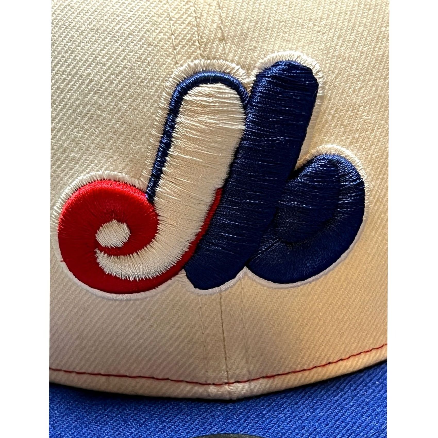 New Era New Era Montreal Expos Fitted Hat Mens 6 7/8 Blue Red Cream 59FIFTY MLB Cap Size ONE SIZE - 3 Thumbnail