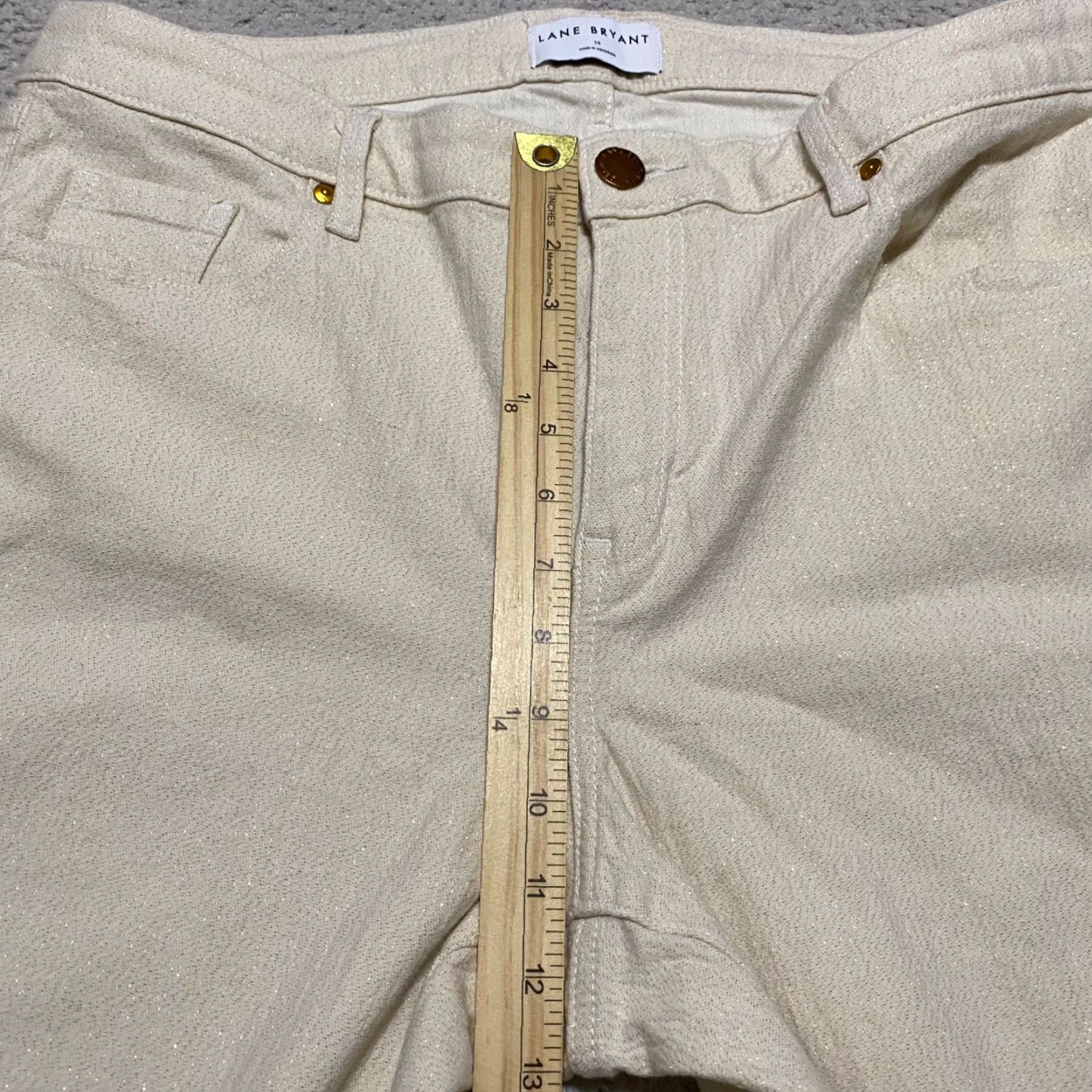 Vintage Lane Bryant Womens Jeans 16 Plus Ivory Denim Mid Rise Straight 5-Pocket Stretch Regular Size 38" / US 16 / IT 52 - 7 Thumbnail