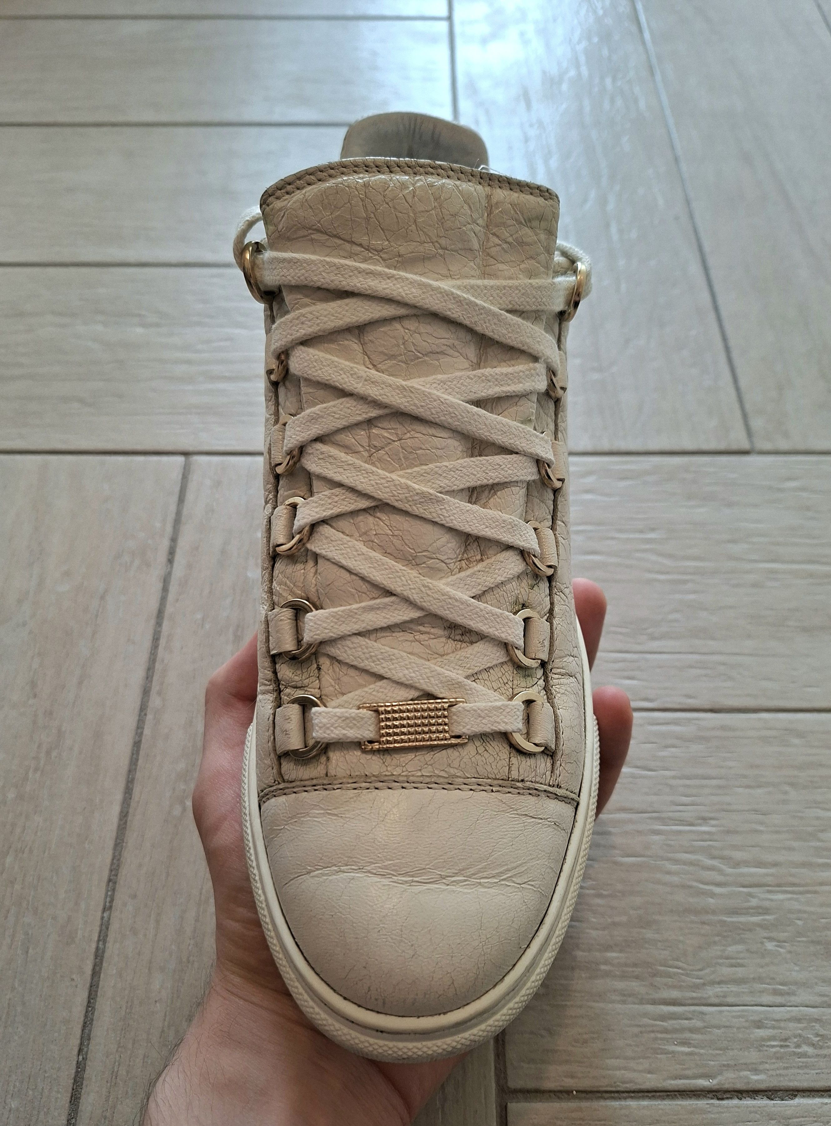 Balenciaga White and Gold Balenciaga Arenas Size US 9 / IT 39 - 3 Thumbnail
