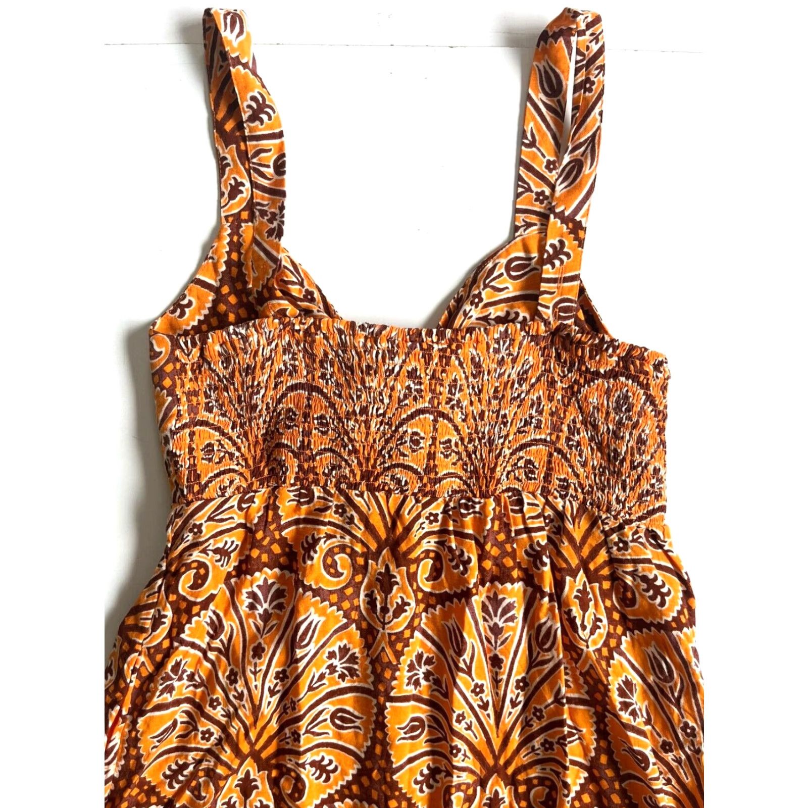 Vintage VINTAGE Knox Rose Rayon Orange Brown Hawaiian Floral Pocket Midi Tank Sun Dress XS Size XS / US 0-2 / IT 36-38 - 5 Thumbnail