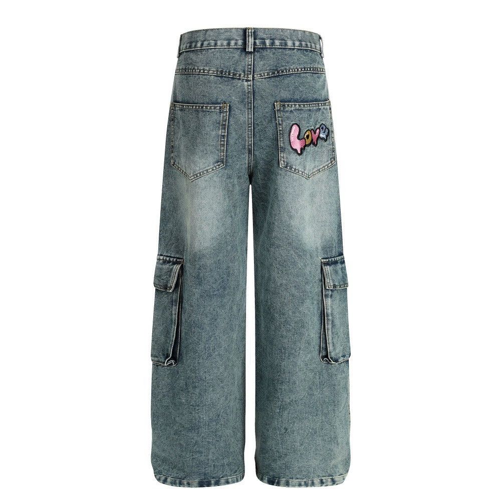 Vintage Punk distressed washed cartoon embroidered jeans Size US 32 / EU 48 - 2 Thumbnail