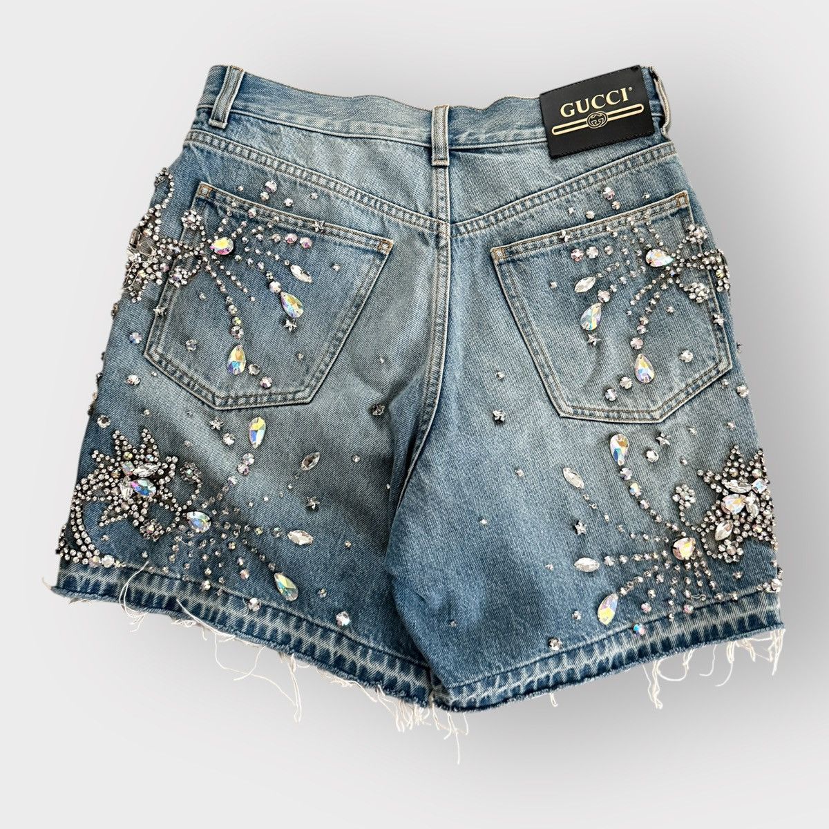 Gucci STEAL! Gucci Blue Stud Embellished Denim Shorts (30) Size US 30 / EU 46 - 2 Thumbnail