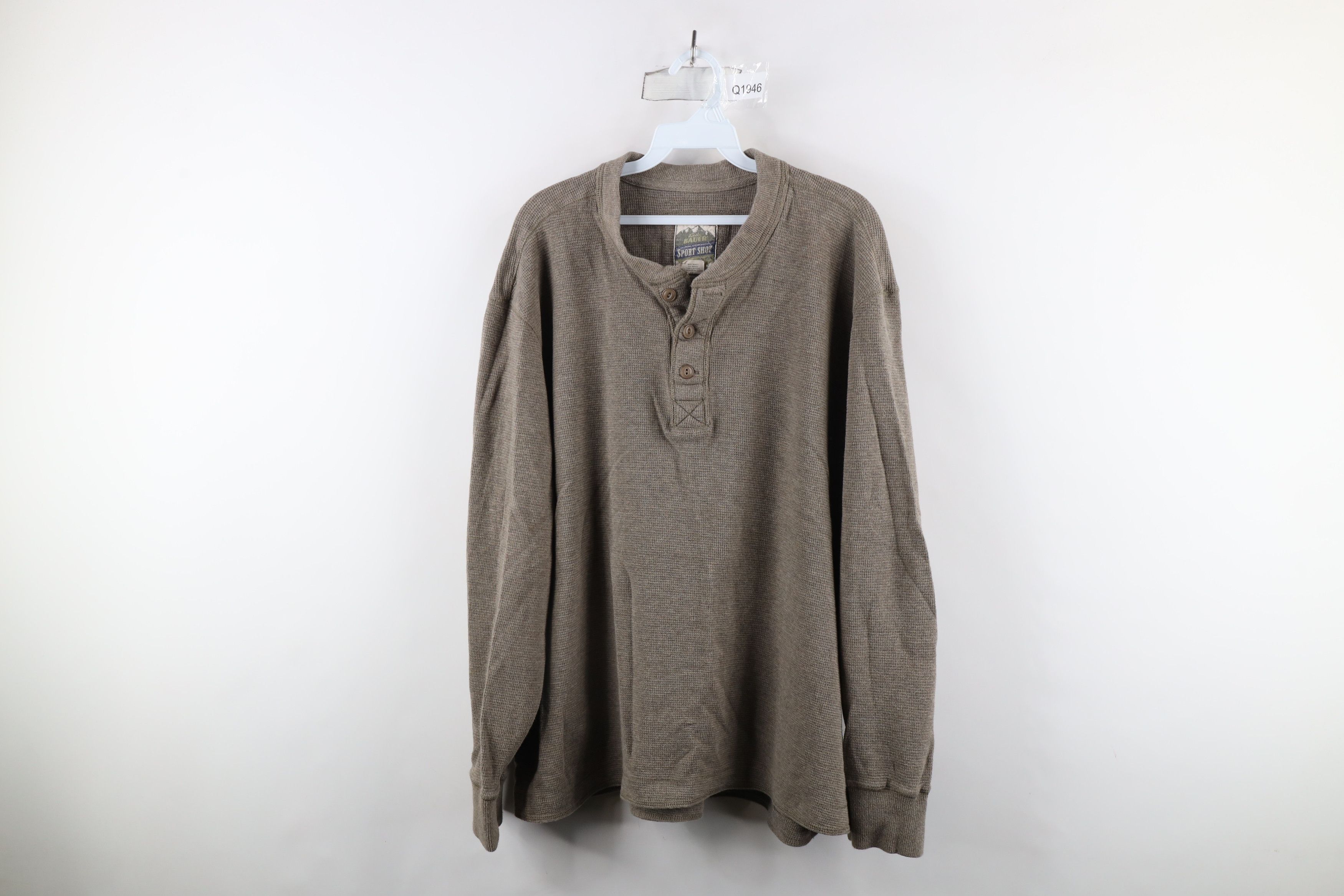 Eddie Bauer × Vintage Vintage Eddie Bauer Heavyweight Waffle Knit Henley T-Shirt Size US XXL / EU 58 / 5 - 1 Thumbnail