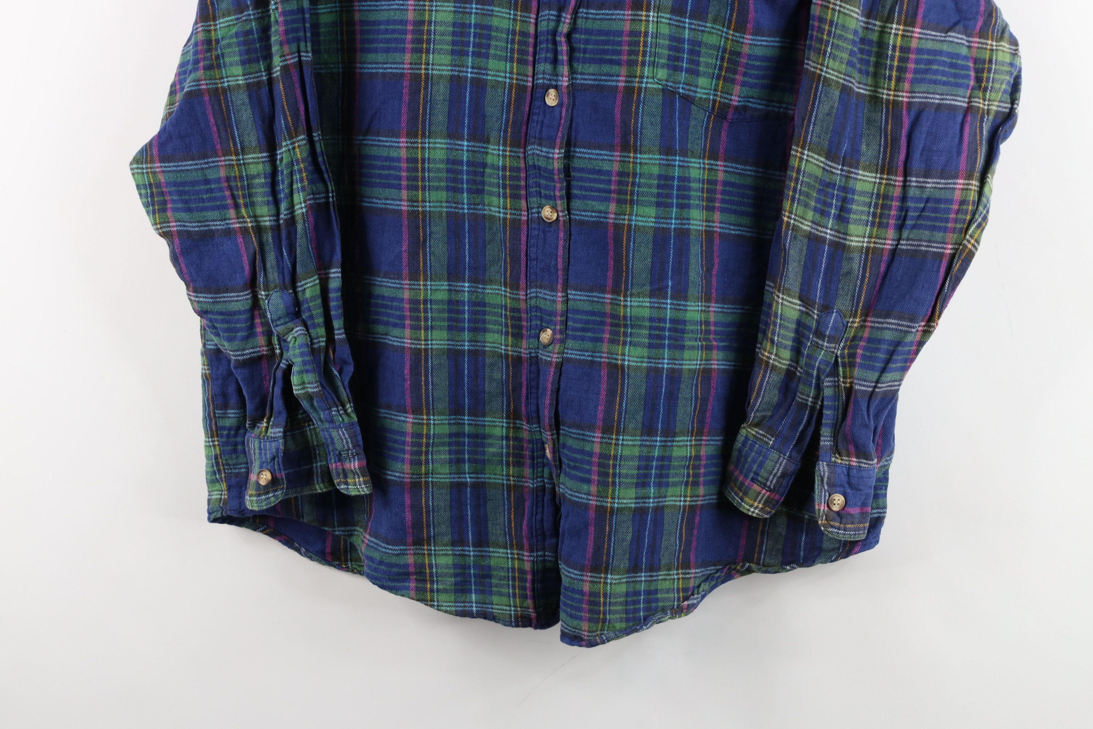 Vintage Vintage 90s Streetwear Rainbow Plaid Flannel Button Shirt Size L / US 10 / IT 46 - 3 Thumbnail