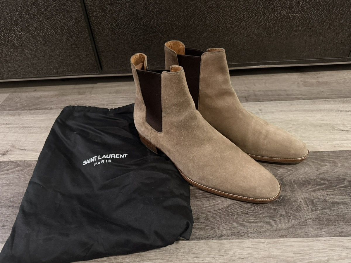 Saint Laurent Paris Saint Laurent Tobacco Wyatt Chelsea Boots Size US 12 / EU 45 - 1 Thumbnail