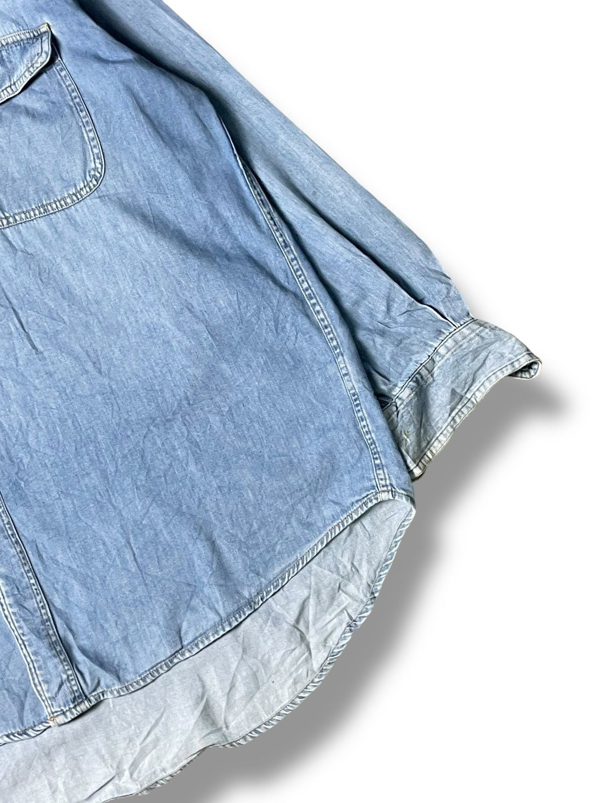 Japanese Brand × Vintage Monsieur Missa Sport Brand Denim Butoon Up Shirt (83) Size US L / EU 52-54 / 3 - 4 Thumbnail