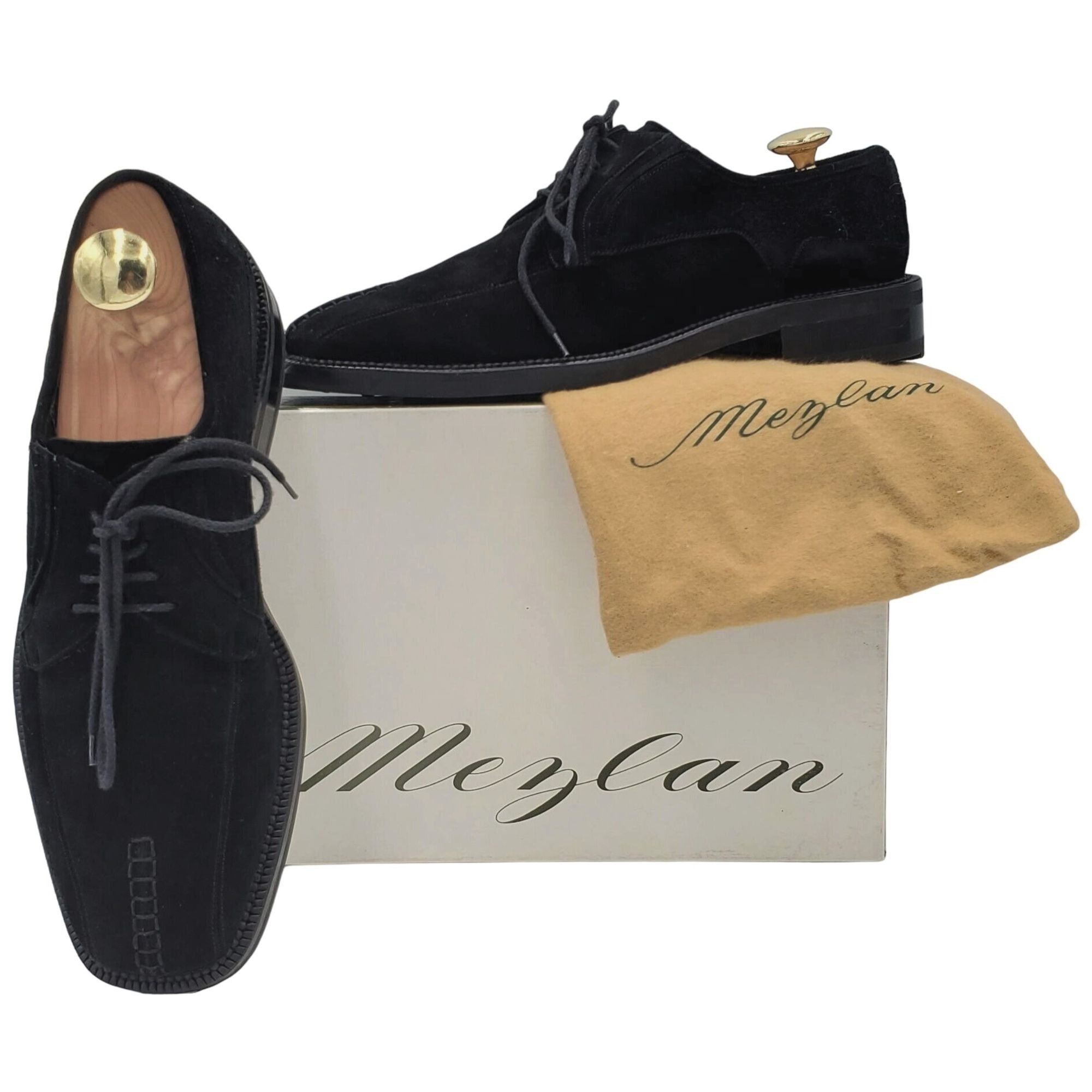 Mezlan Mezlan Dress Shoes Mens 9.5 Black Suede Leather Blucher Size US 9.5 / EU 42-43 - 2 Thumbnail