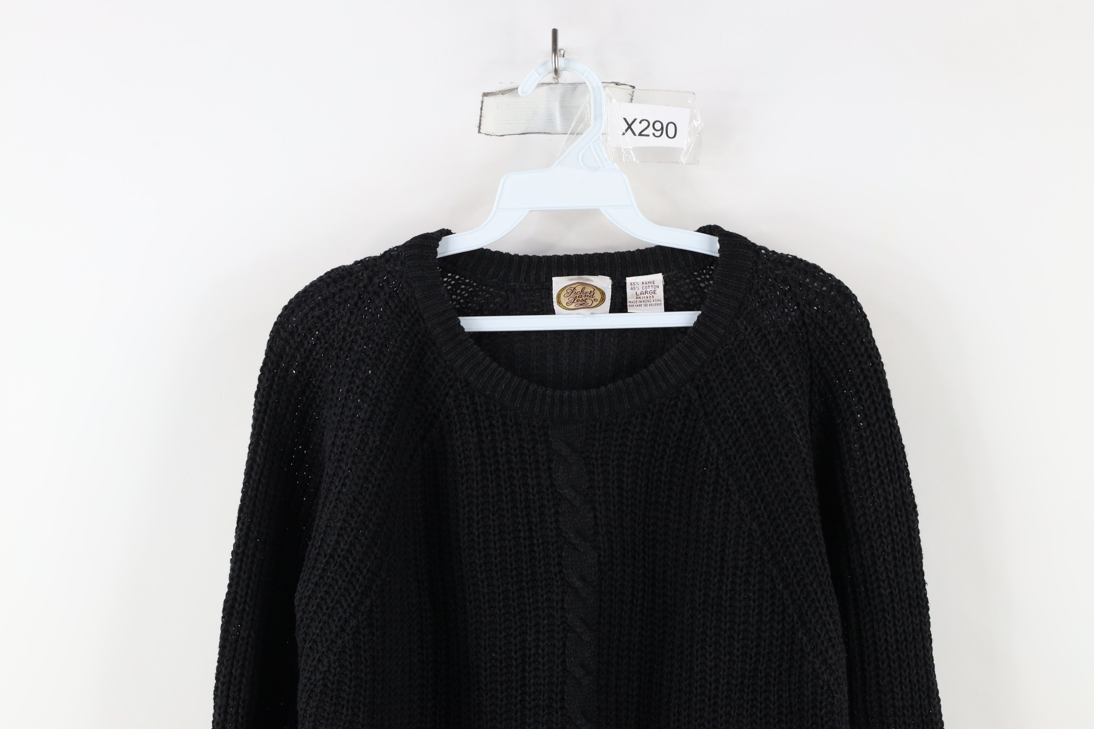 Vintage Vintage 90s Streetwear Cable Ribbed Knit Sweater Black Size US L / EU 52-54 / 3 - 2 Thumbnail