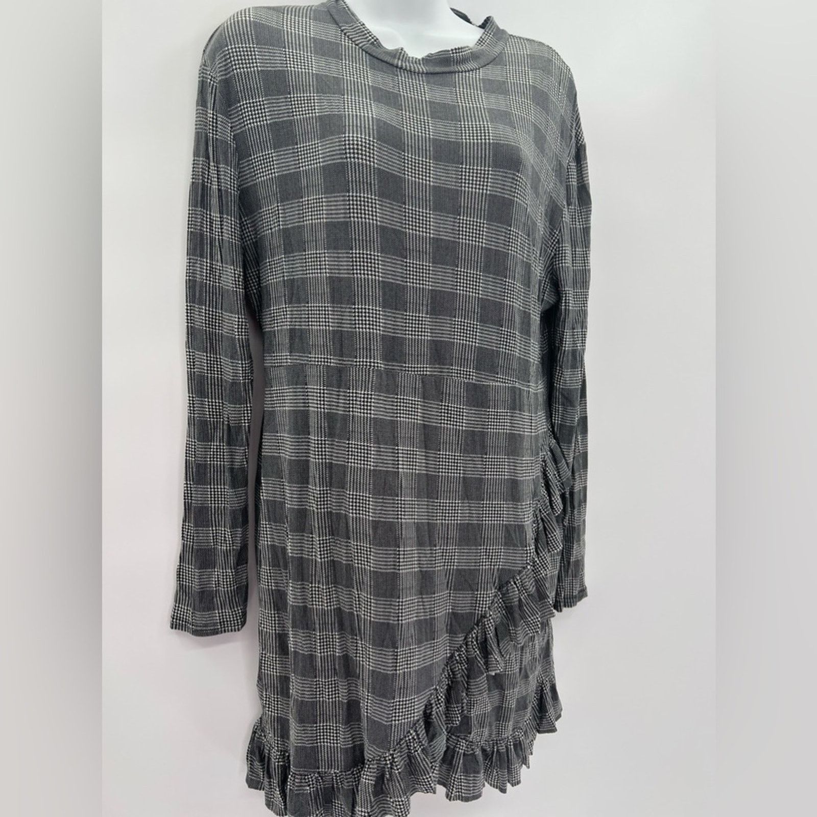 Boohoo Boohoo Grey/Black Checkered Dress Size 12 Size XL / US 12-14 / IT 48-50 - 2 Thumbnail