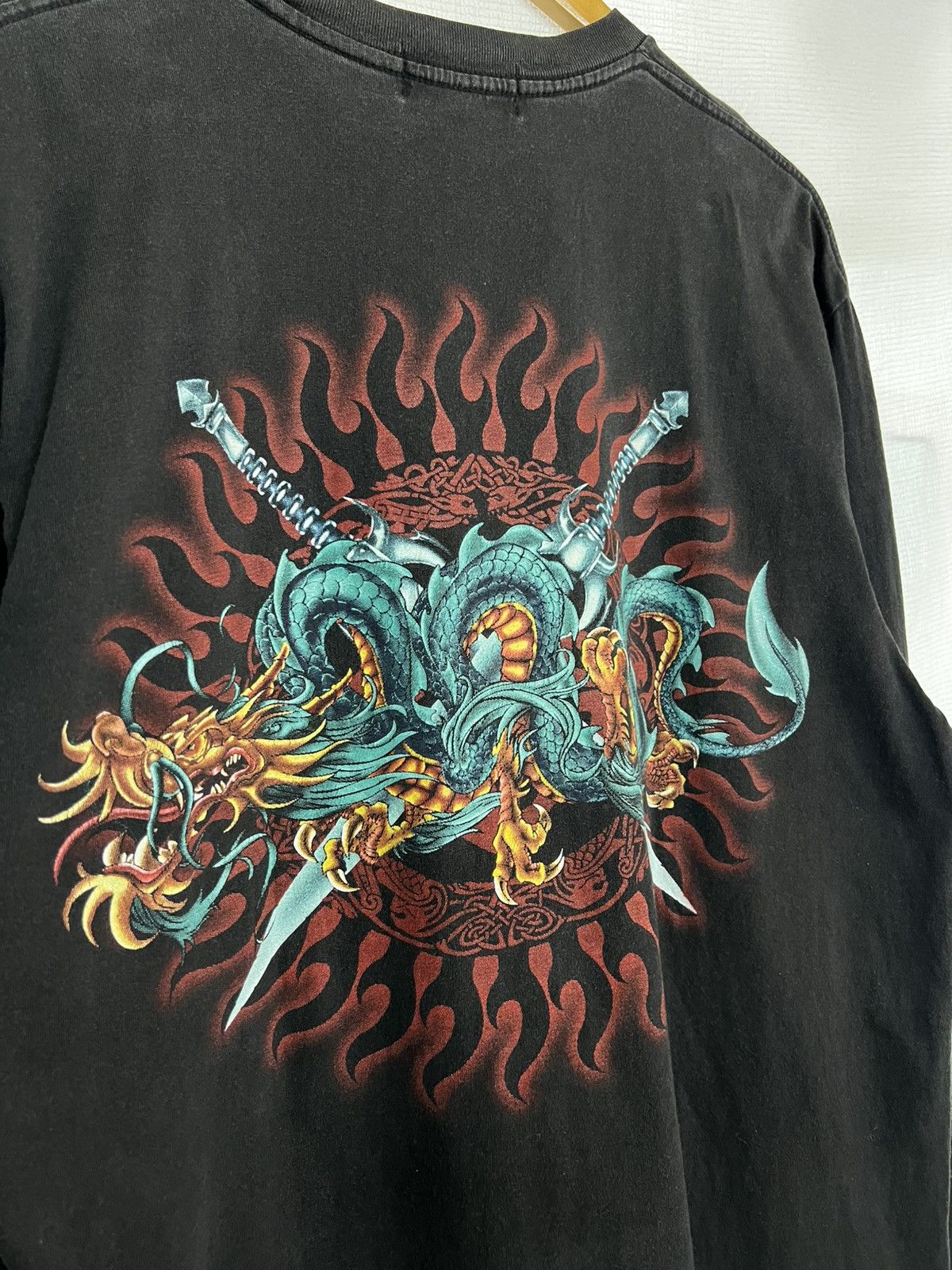 Vintage 🔥HOT DROPS🔥Vintage 90s Y2K JNCO Style Dragon Flames T- Shirt Size US L / EU 52-54 / 3 - 2 Thumbnail