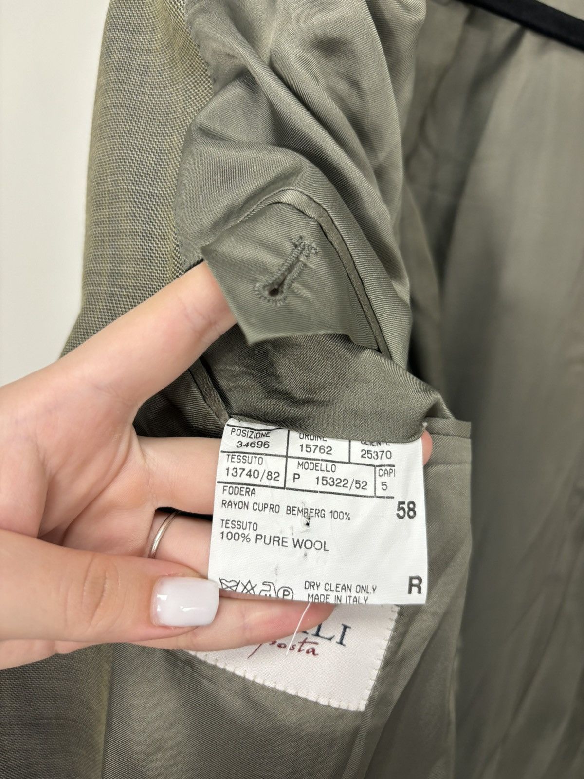 Canali Canali Proposta Olive Green Houndstooth Wool Blazer Jacket Size 48R - 15 Thumbnail