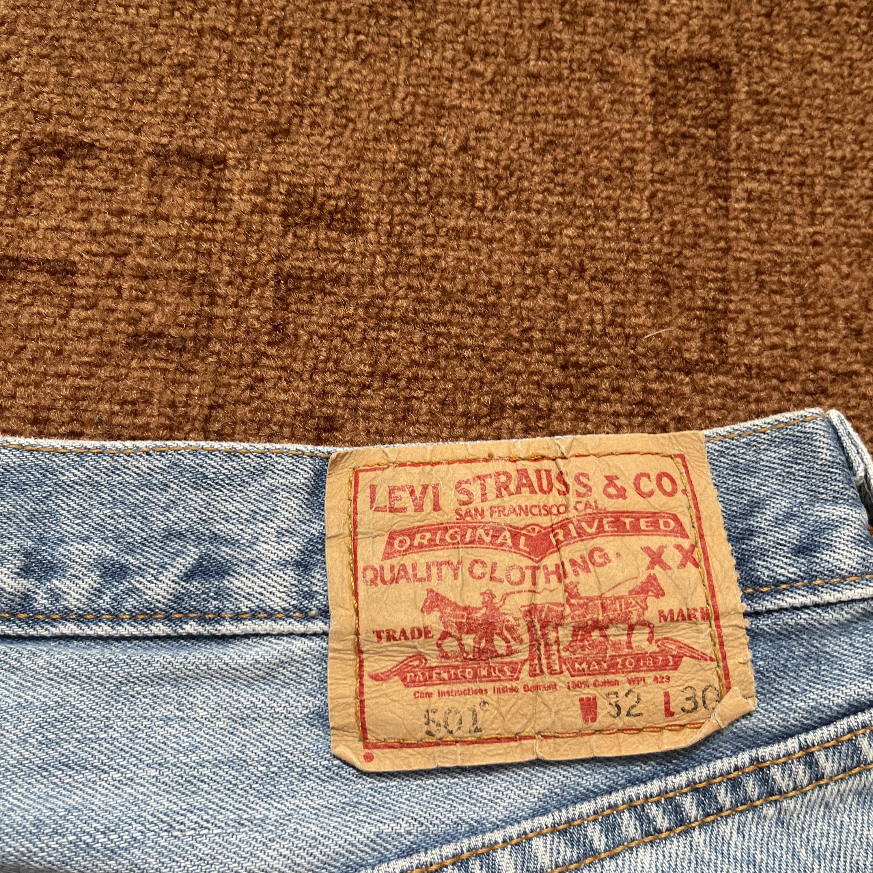 Jean × Vintage 90s Vintage Levi's 501 Blue white Jeans 32x30 Size US 32 / EU 48 - 4 Thumbnail