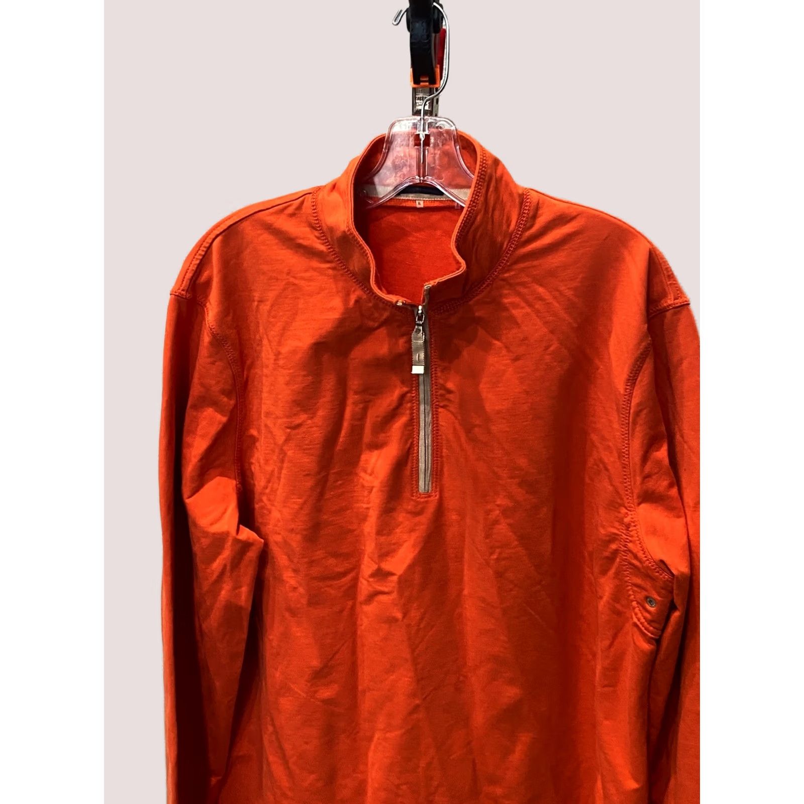 Elie Tahari Elie Tahari Orange Stretch Zippered Mock SWEATER XL Extra Large Mens Size US XL / EU 56 / 4 - 1 Thumbnail