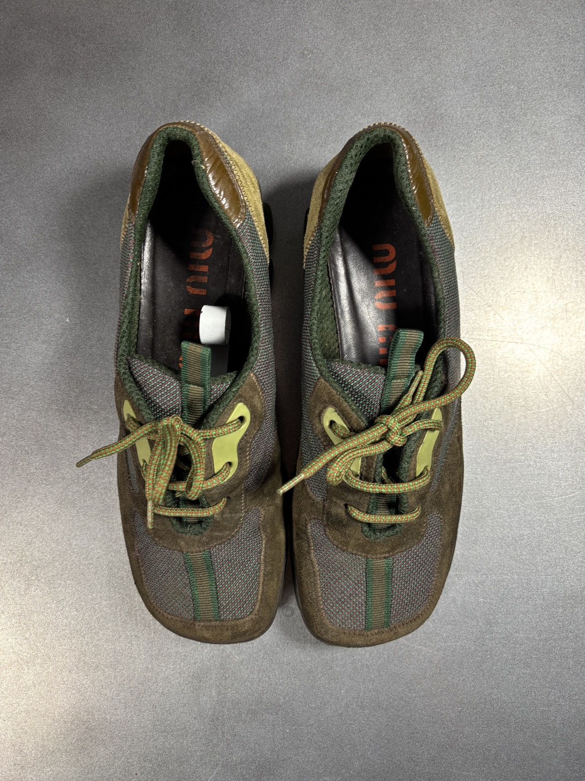 Miu Miu F/W 1999 Miu Miu Runway Sneakers Suede Square Toe Green Shoe Size US 7 / IT 37 - 5 Thumbnail