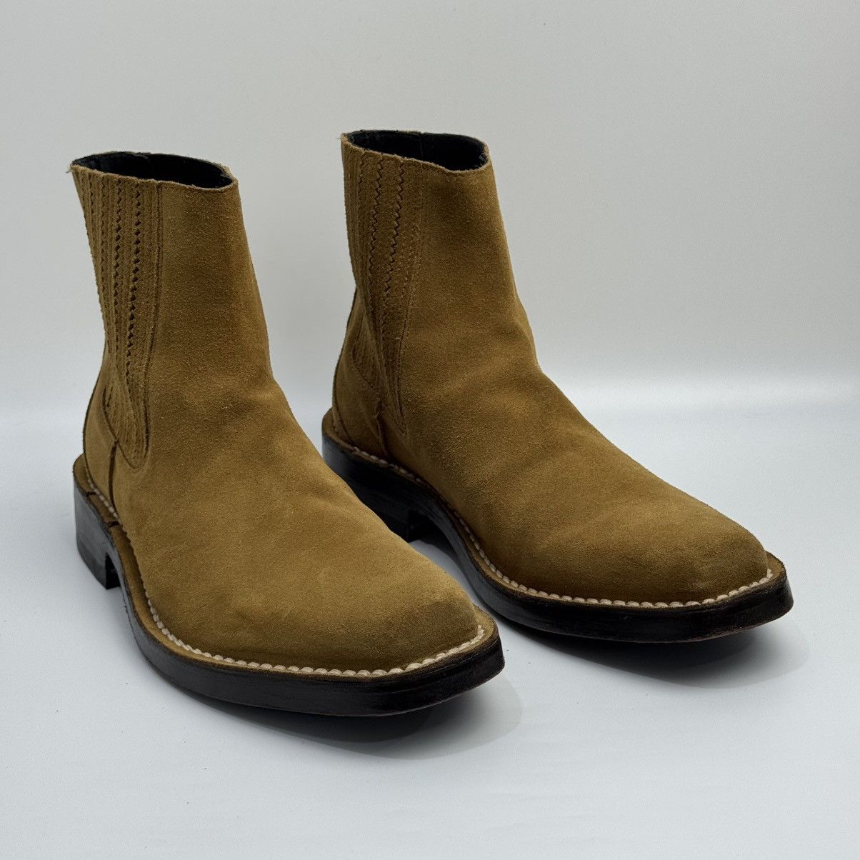Kenzo Kenzo Kolorado Square Moc Toe Chelsea Boots - Tan Suede Size US 9 / EU 42 - 8 Thumbnail