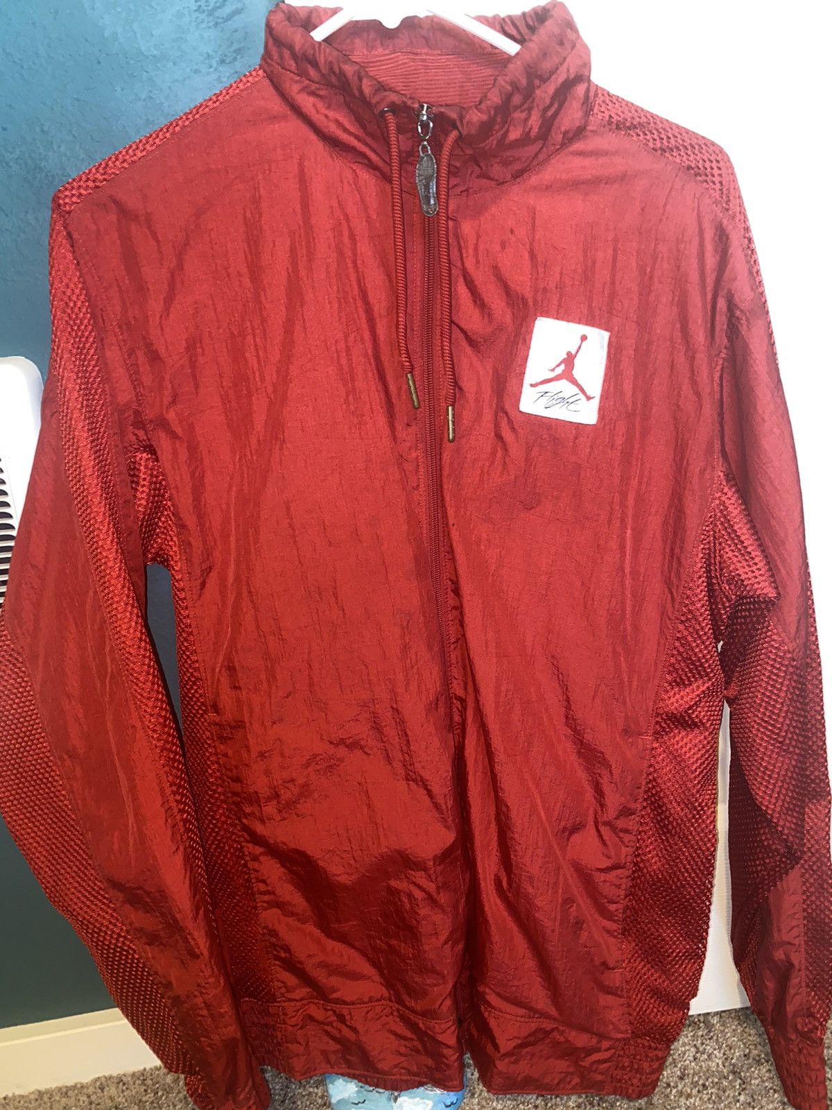 image of Jordan Vintage Jordan Zip Up Windbreaker in Red, Men's (Size Medium)