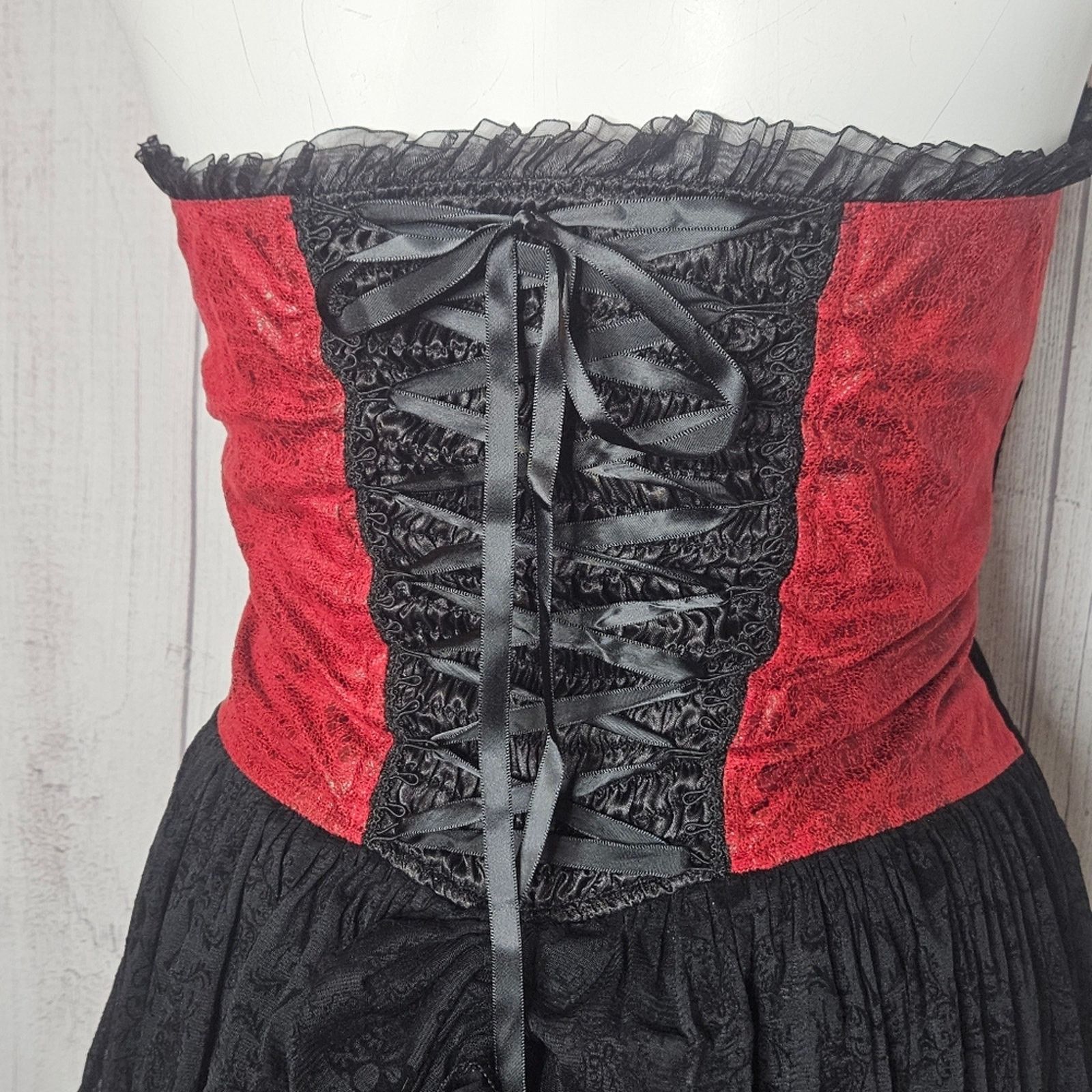 Vintage Devil Fashion Steampunk Corset Top w Lace Skirt & Bustle Size M / US 6-8 / IT 42-44 - 8 Thumbnail