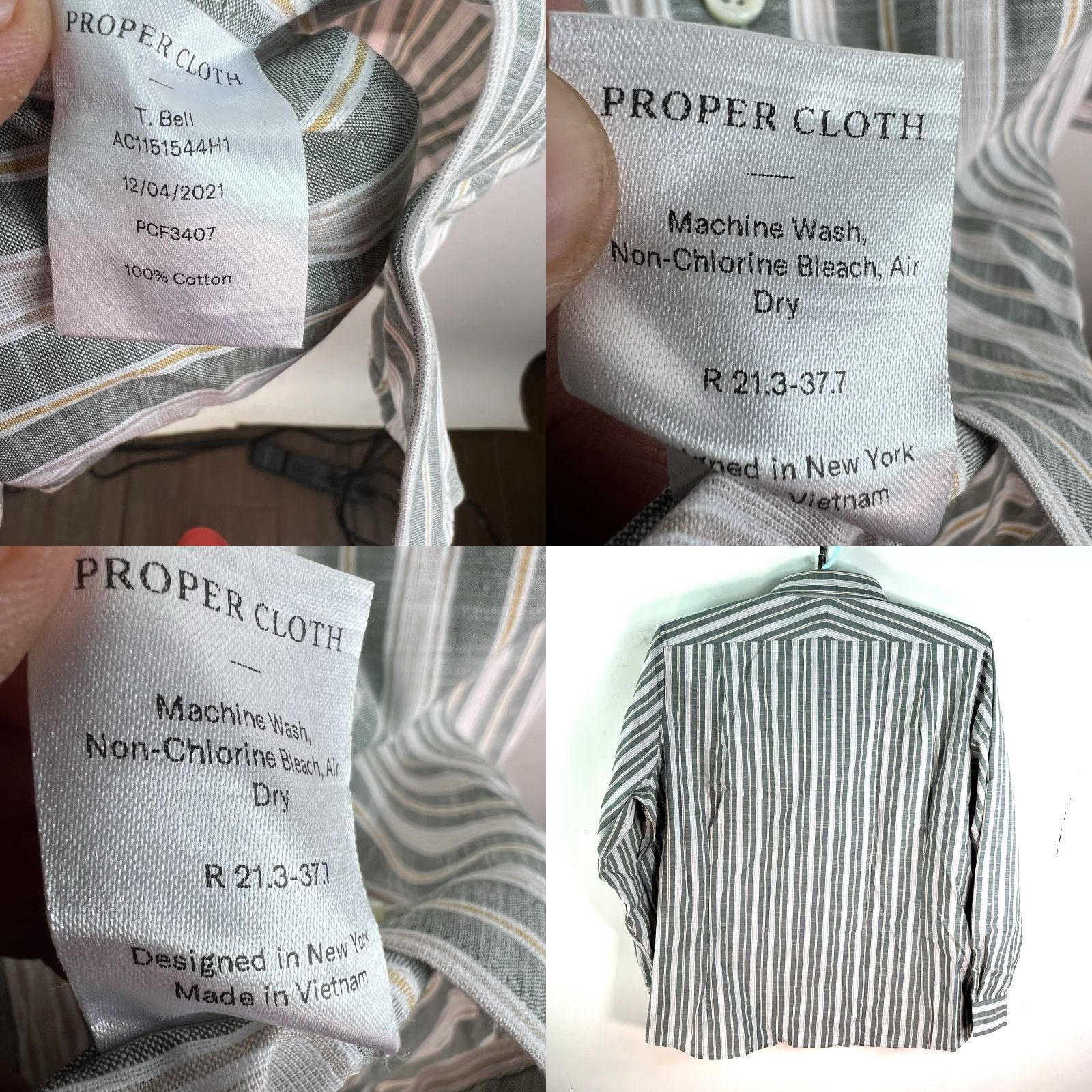 CLOT VINTAGE Cloth Men's Button-Down Shirt Size 21/38 4XL Green Striped Wool Casual Size US XXL / EU 58 / 5 - 8 Thumbnail