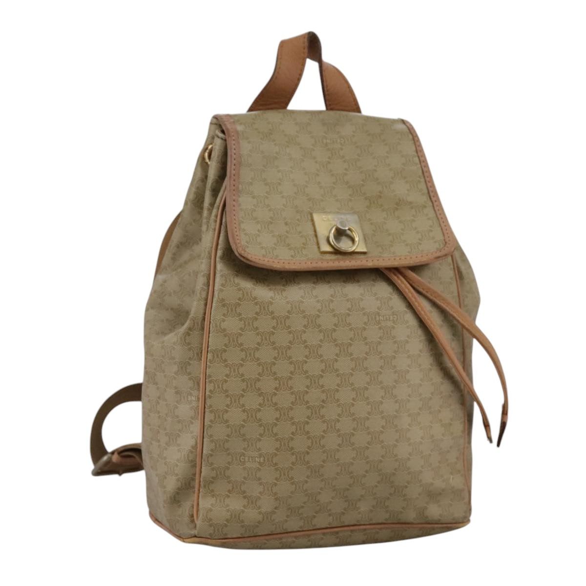 CELINE Macadam Canvas Backpack Beige Auth 109990 - Main Image