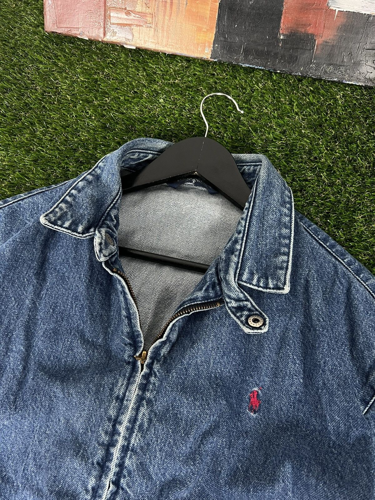 Harrington POLO RALPH LAUREN Jacket Bomber Denim Vintage 90s Size US XL / EU 56 / 4 - 6 Thumbnail