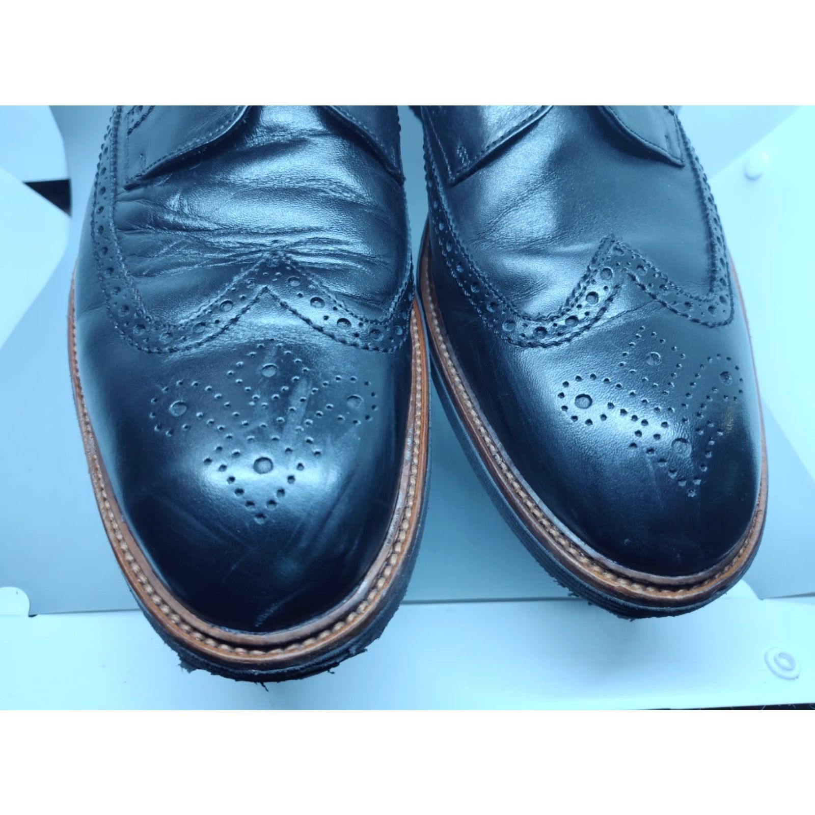 Johnston & Murphy VINTAGE Johnston & Murphy Jameson Longwing Dress Shoes Men 12 Black Leather Italy Oxford Classic Business Size US 12 / EU 45 - 4 Thumbnail