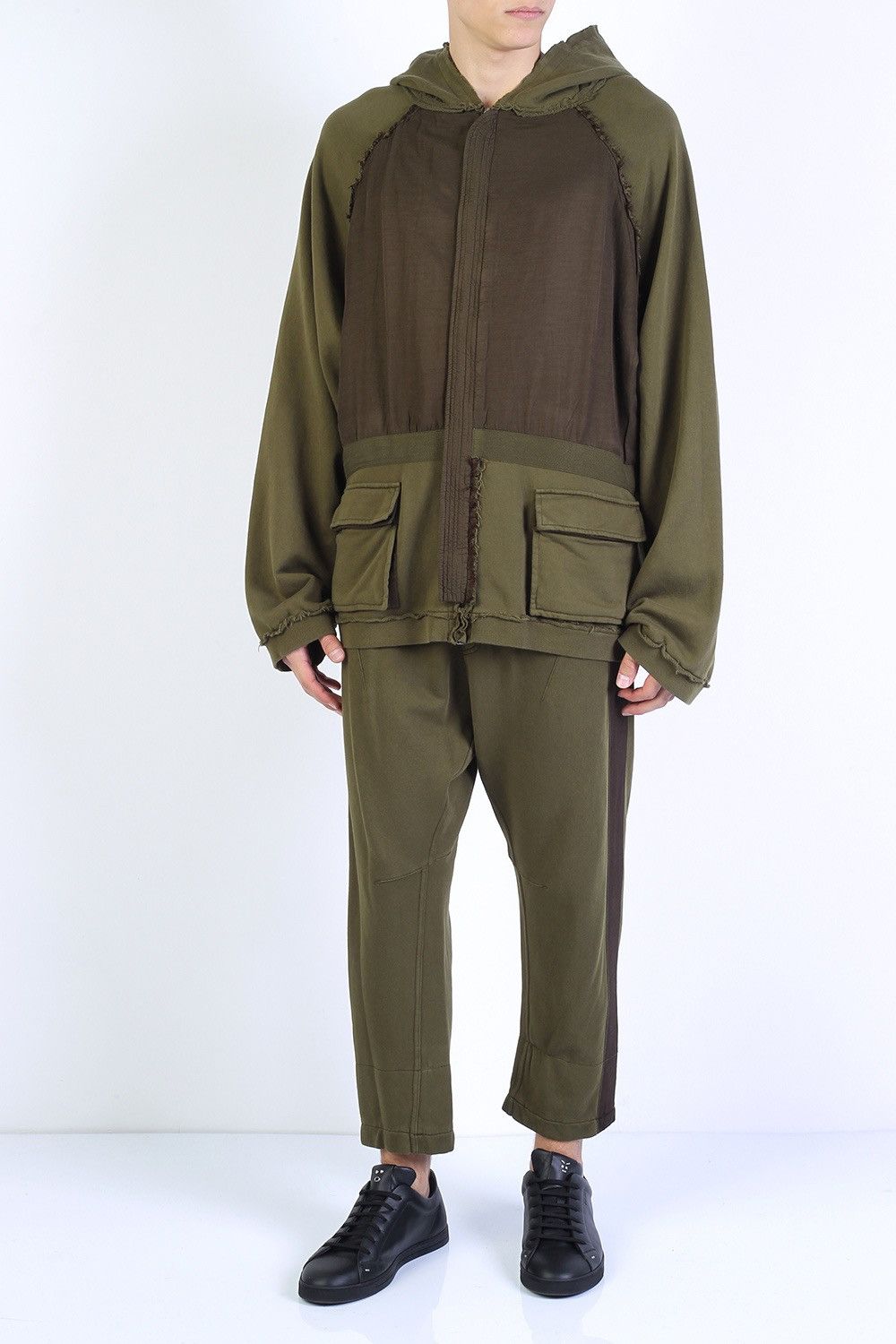 Haider Ackermann HAIDER ACKERMANN Patch Pocket Hoodie Khaki — DYED BLACK Size US L / EU 52-54 / 3 - 1 Thumbnail
