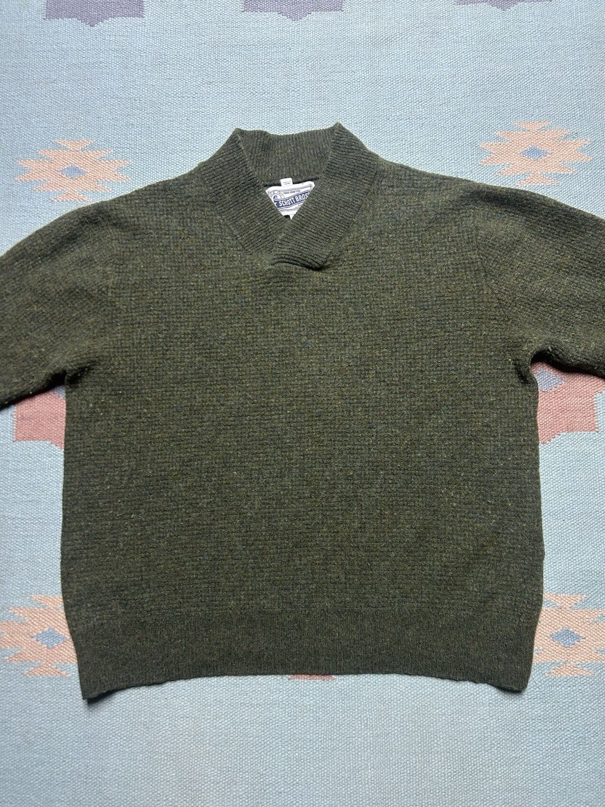 Vintage Schott bros knit sweater wool blend shawl collar heather XL Size US XL / EU 56 / 4 - 2 Thumbnail