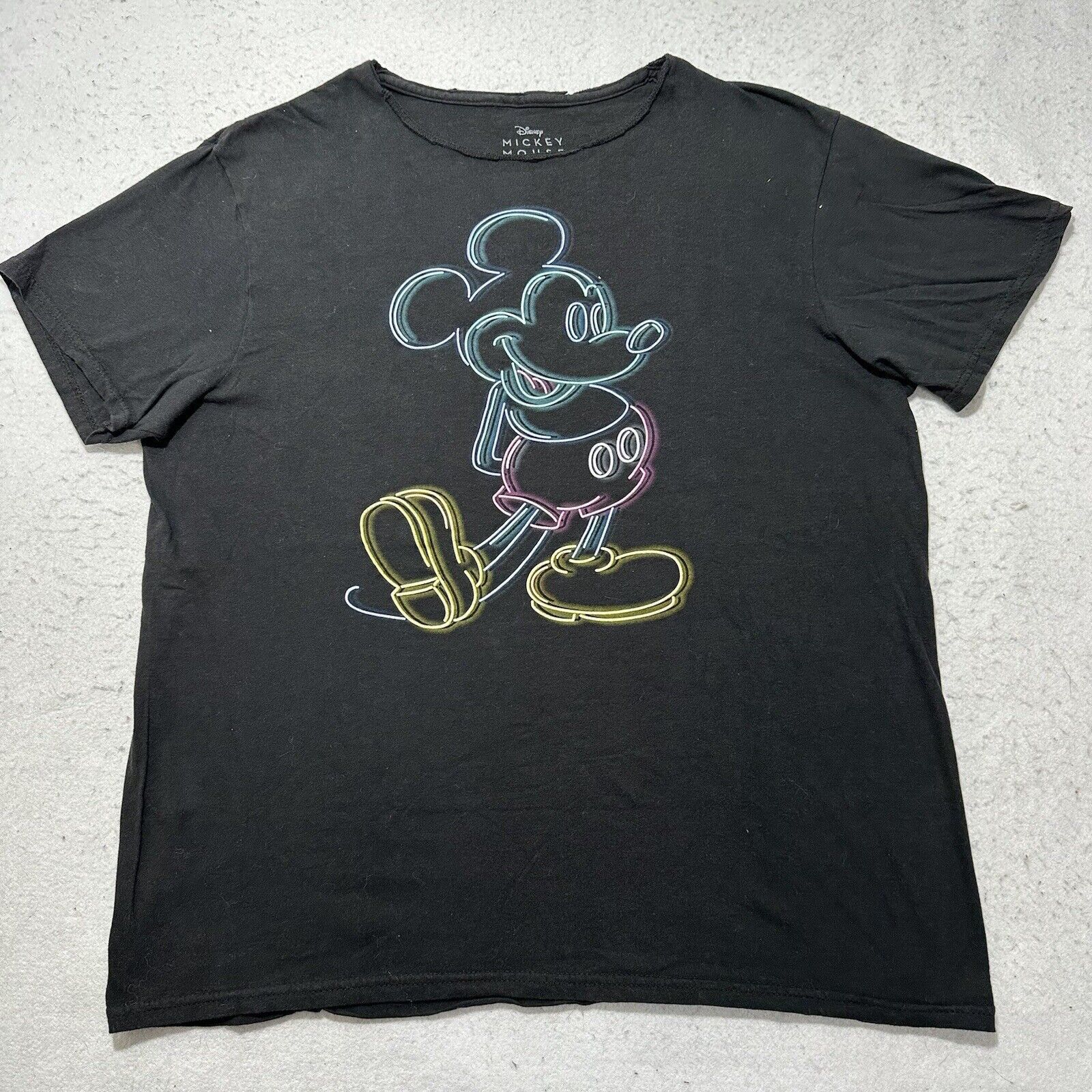 Disney Disney Medium Neon Logo Black Short Sleeve Graphic T Shirt Size US M / EU 48-50 / 2 - 1 Thumbnail