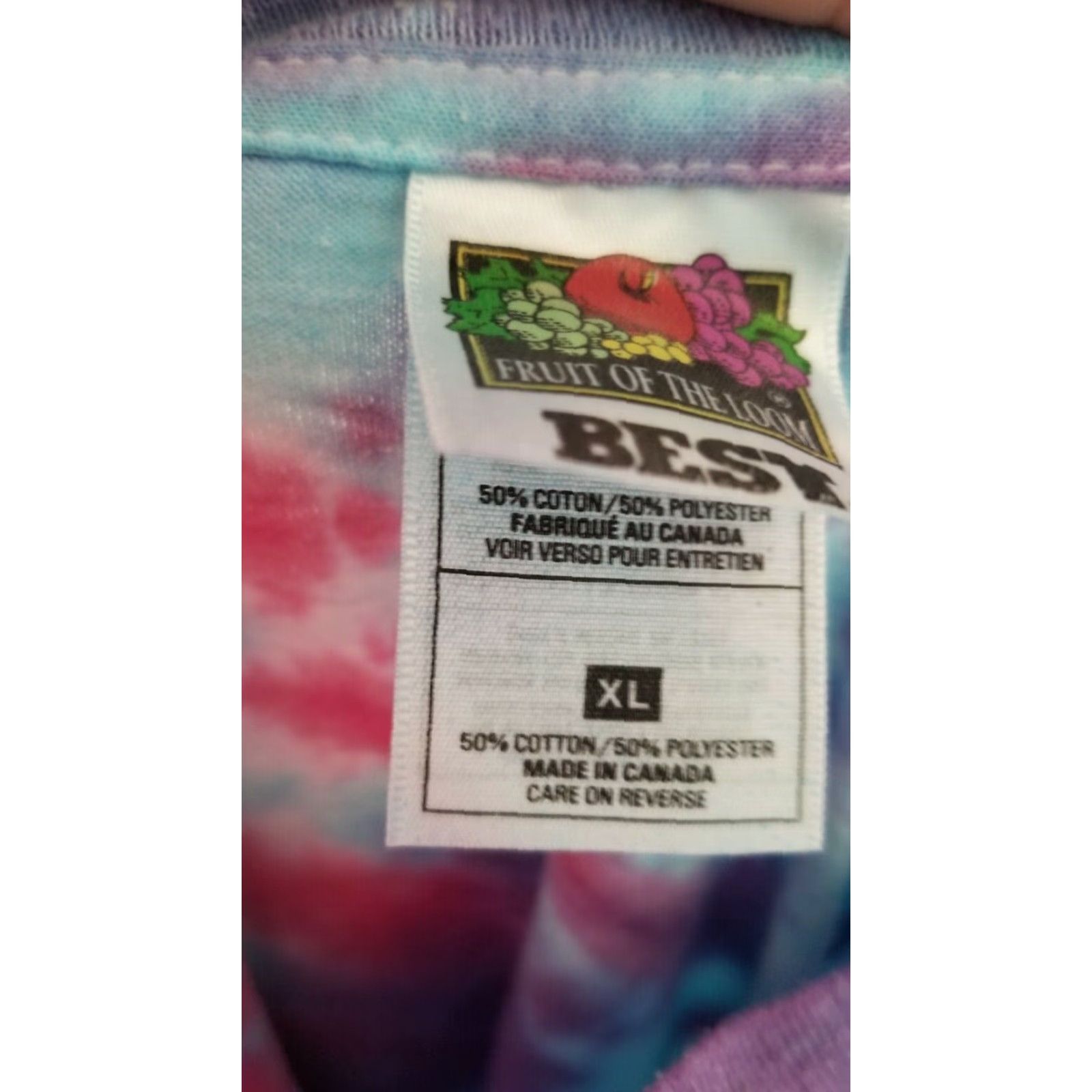 Fruit Of The Loom VINTAGE Fruit of the Loom Men's L Tie Dye T-Shirt 90s Ivan the Safety Cat Short Sleeve Cotton Blend Men Size US L / EU 52-54 / 3 - 5 Thumbnail