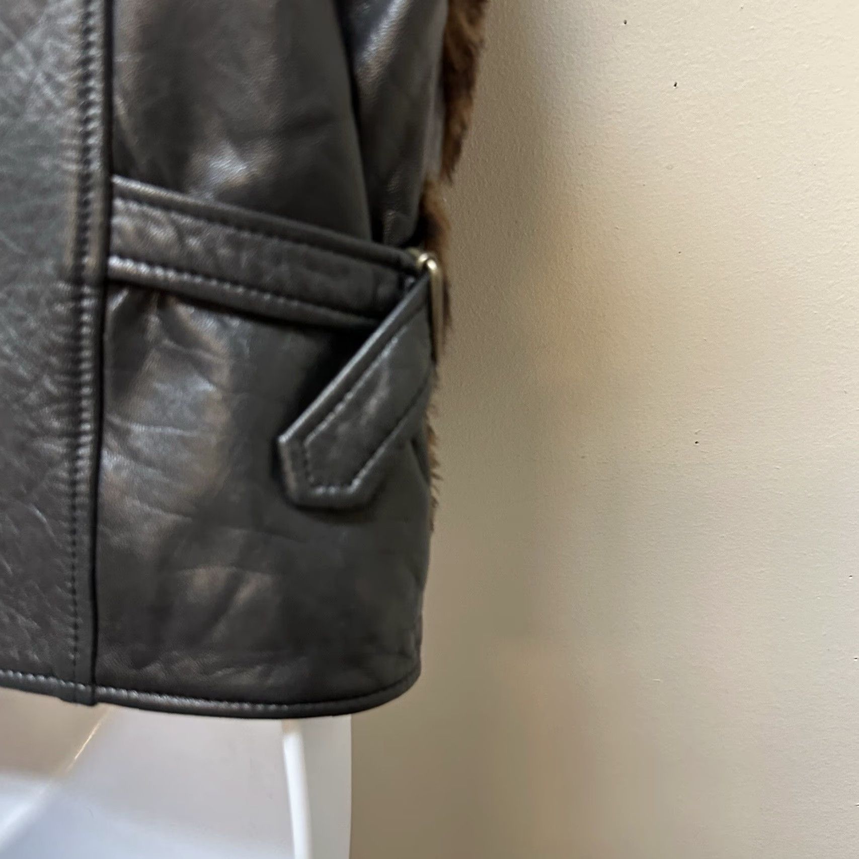 Skin VINTAGE Lydia Creazioni Lamb Skin Leather Moto Vest 1980s Brown M/L Double Breasted Diamond Patchwork Womens Size M / US 6-8 / IT 42-44 - 7 Thumbnail