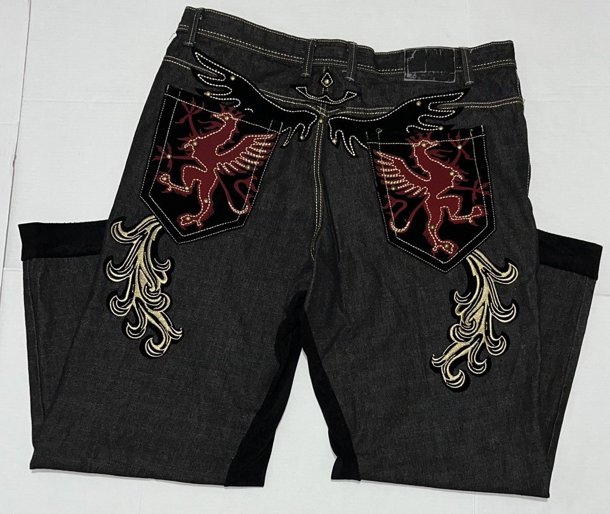 Clench Vintage Clench Jeans Dragon Embroidery 42x32 Baggy Y2k 90s Size US 42 / EU 58 - 1 Thumbnail