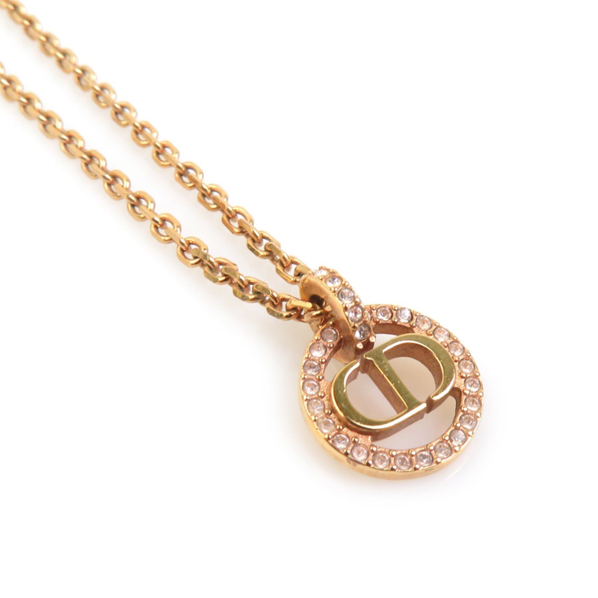 Dior Christian Dior necklace, metal, rhinestones, gold, light pink, women's, h32152j Size ONE SIZE - 1 Thumbnail