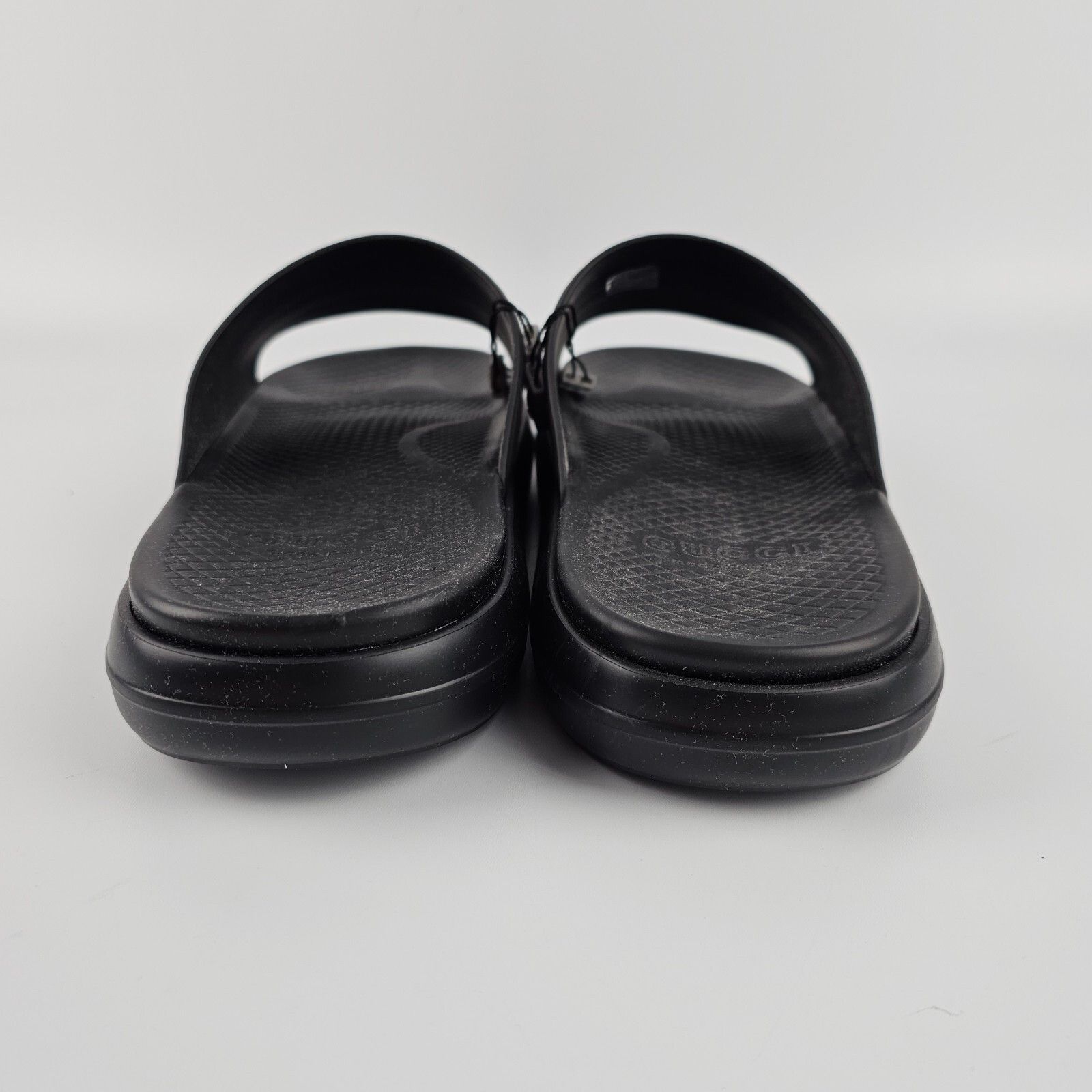 Gucci GUCCI Men's Black Rubber Web Slide Sandals New/Auth Size US 12.5 / EU 45-46 - 6 Thumbnail