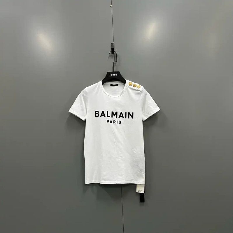 Balmain Balmain White Cotton Logo Short Sleeve T-shirt 0089 Size XS / US 0-2 / IT 36-38 - 1 Thumbnail