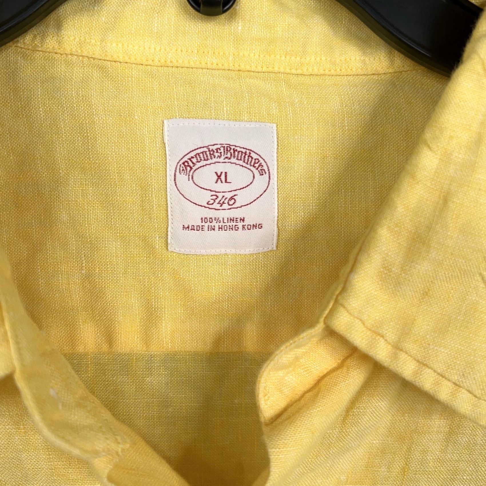 Brooks Brothers VINTAGE Brooks Brothers Shirt Mens XL Yellow Linen 346 Resort Vacation Coastal Preppy 90s Size US XL / EU 56 / 4 - 4 Thumbnail