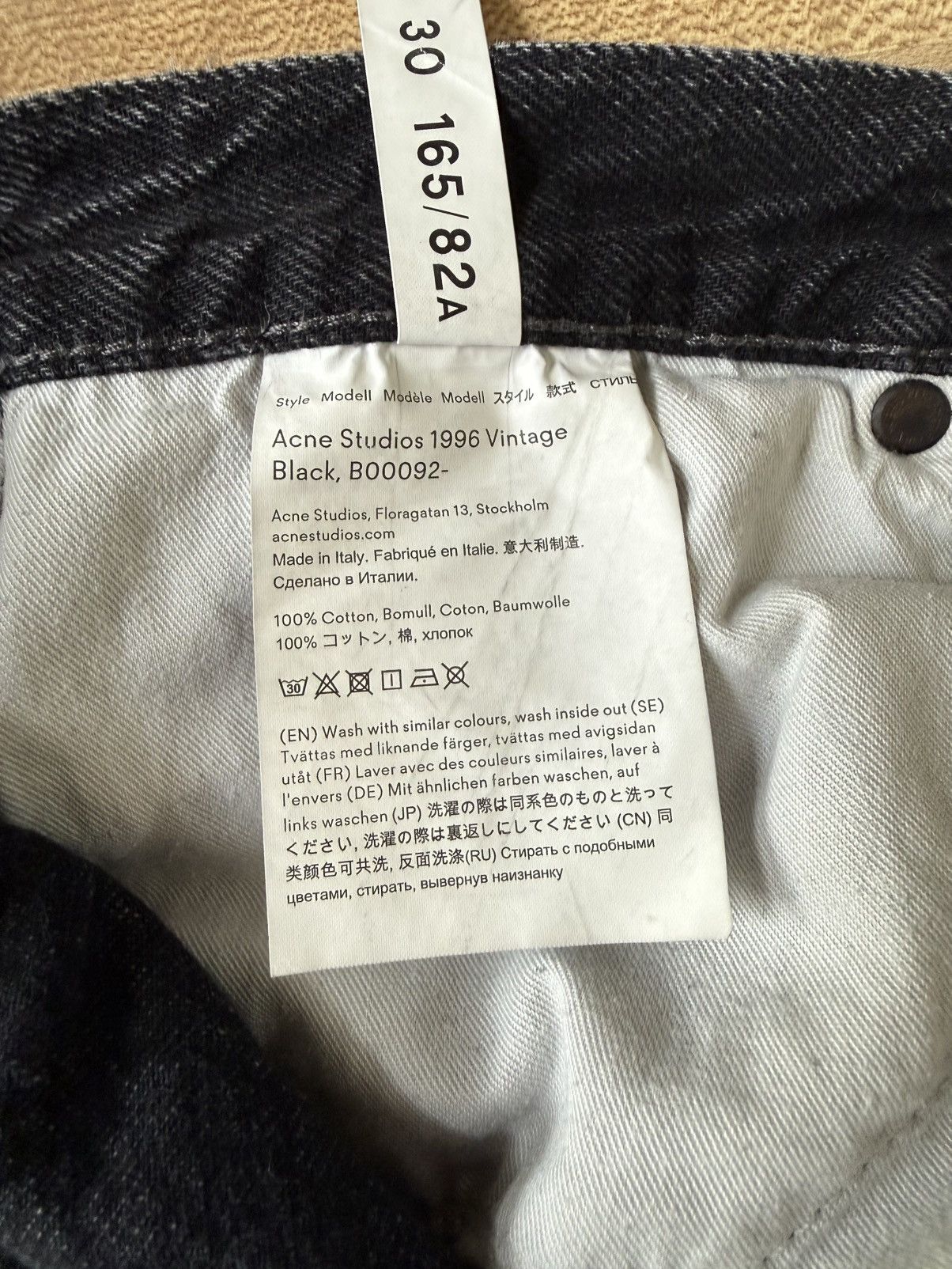Acne Studios Acne 1996 Black Denim, 30x30 Straight Fit Jeans Size US 30 / EU 46 - 6 Thumbnail