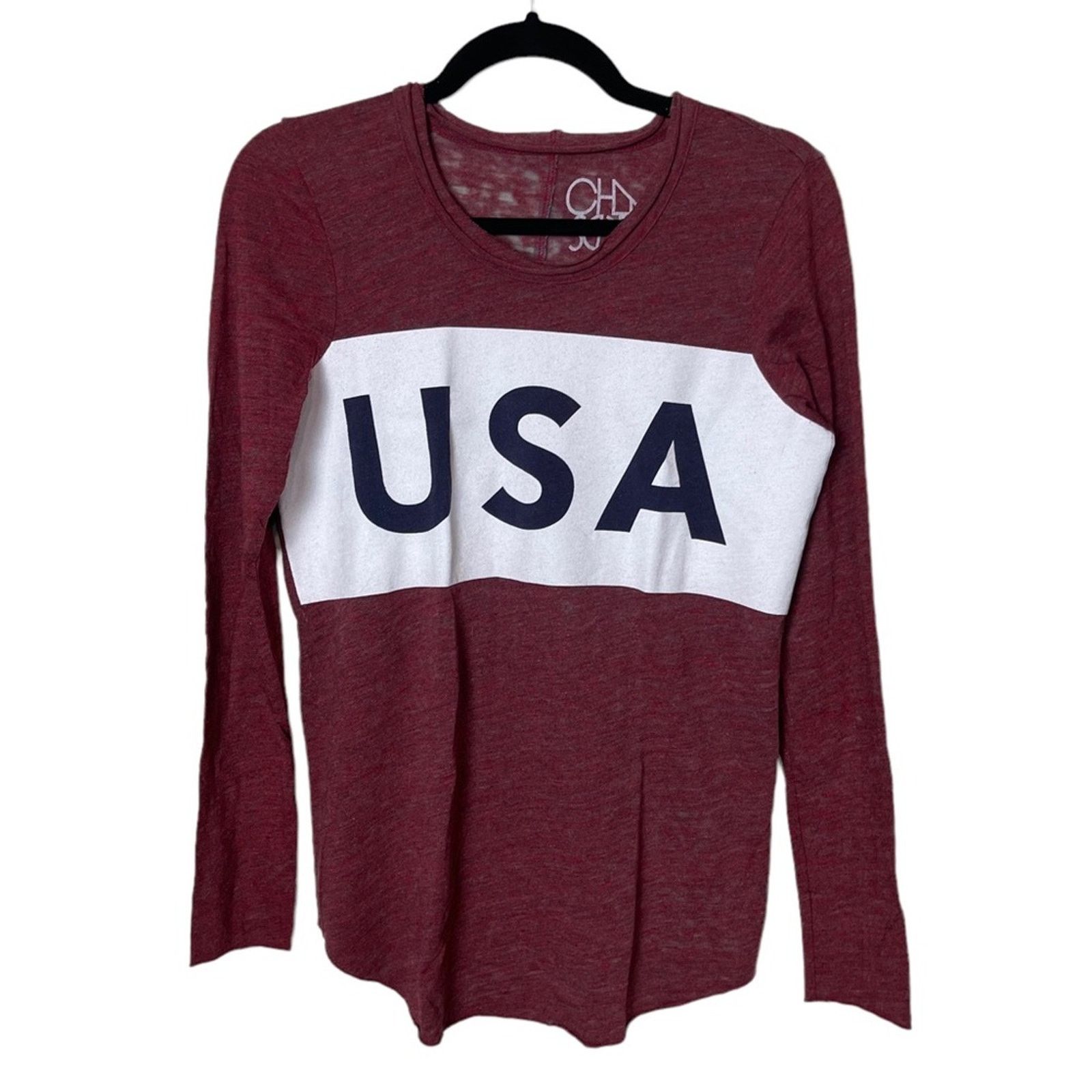 Chaser Brand Chaser Long Sleeve USA Graphic Tee Burgundy Multi Medium Size M / US 6-8 / IT 42-44 - 6 Thumbnail