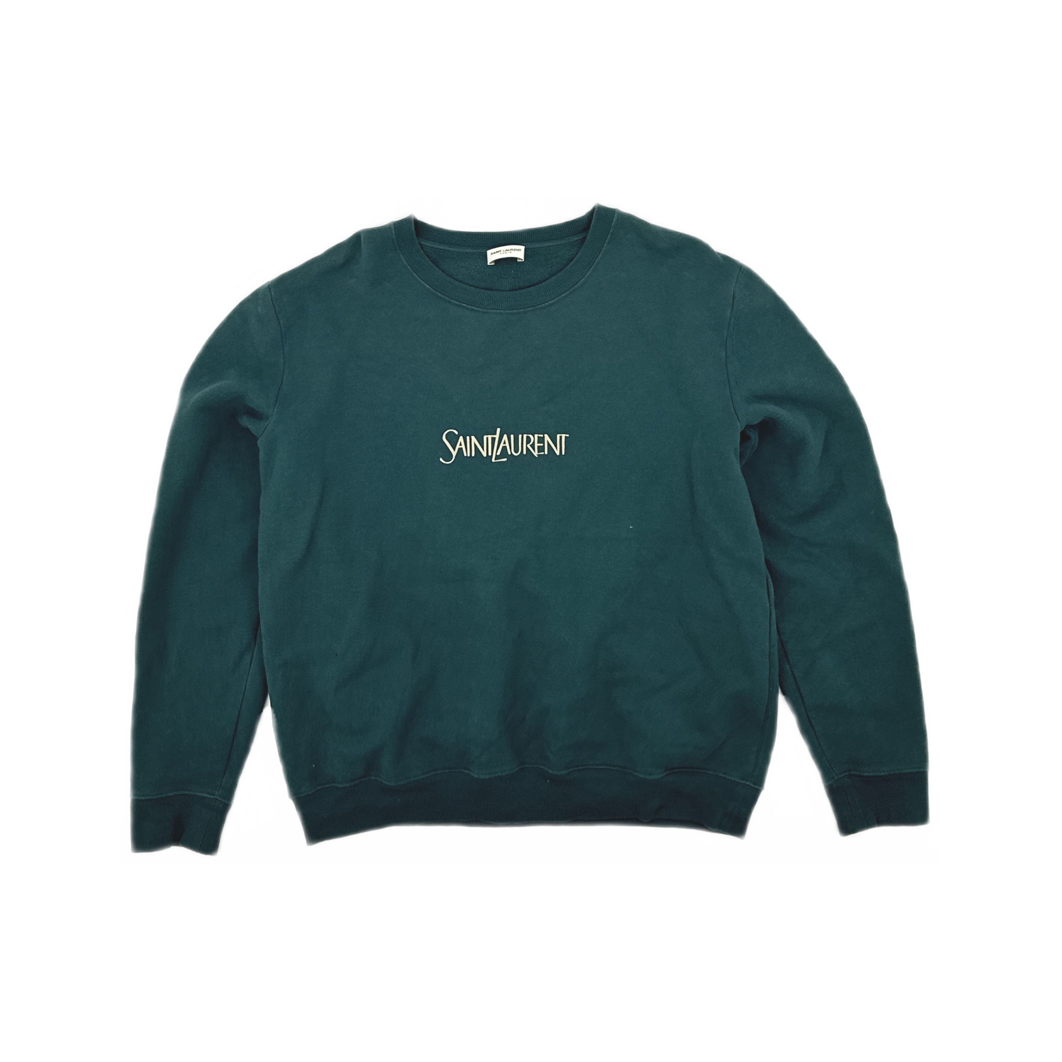 Saint Laurent Paris Saint Laurent Logo Sweatshirt Green Size L Size US L / EU 52-54 / 3 - 1 Thumbnail