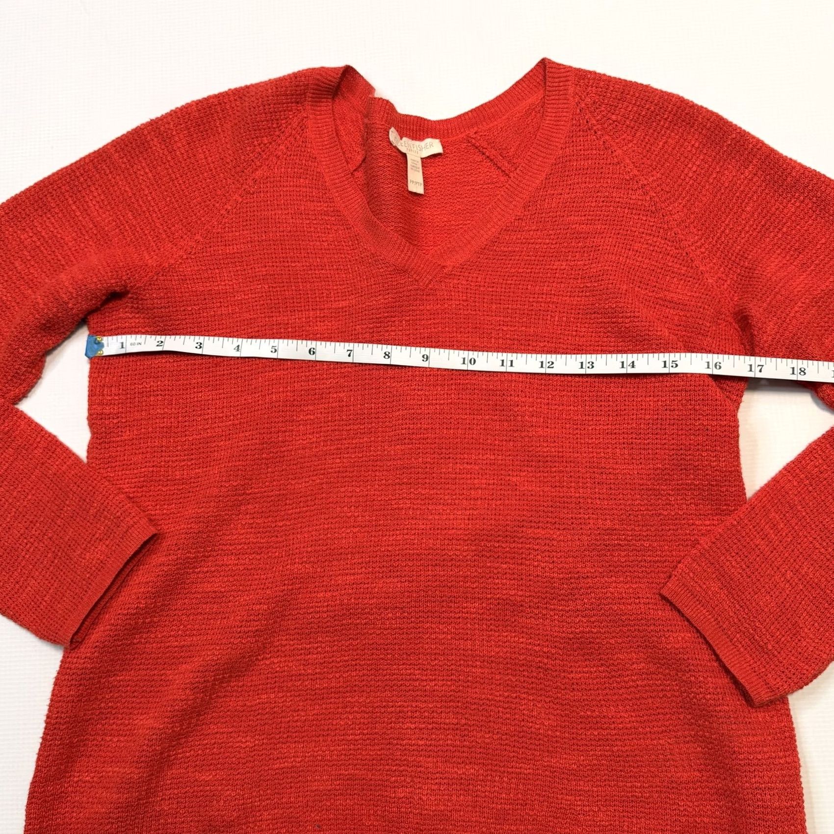 Eileen Fisher VINTAGE Eileen Fisher Sweater Womens PP/PTP Red V-Neck Knit Pullover Linen Cotton Petite Raglan Sleeve Size XXS / US 00 / IT 34 - 7 Thumbnail