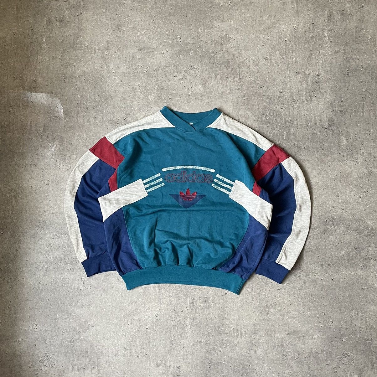 Vintage 90s Adidas Sweatshirt Boxy Fit 3 Striped
